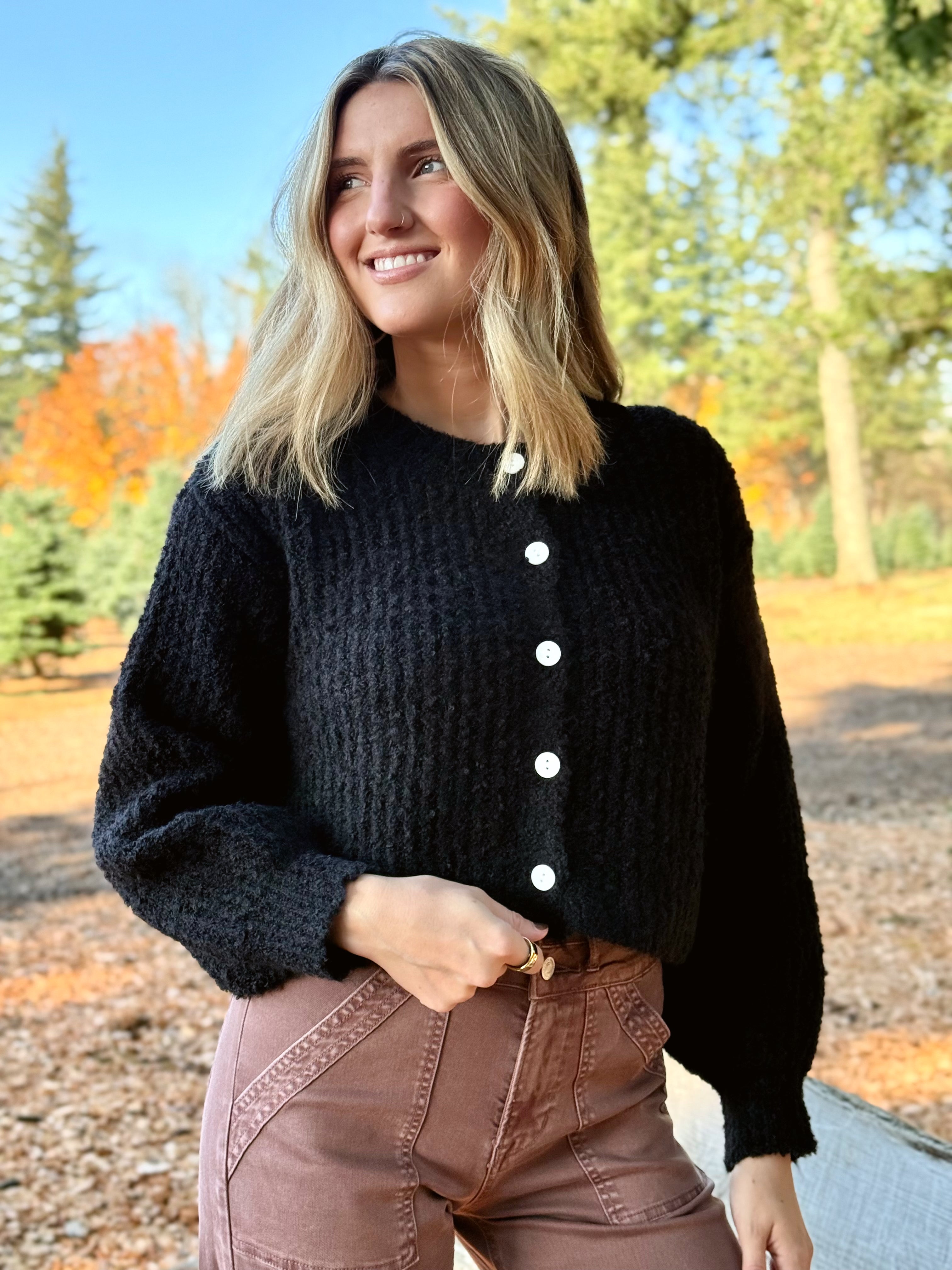 Acorn Cardigan - BLACK - willows clothing Cardigan