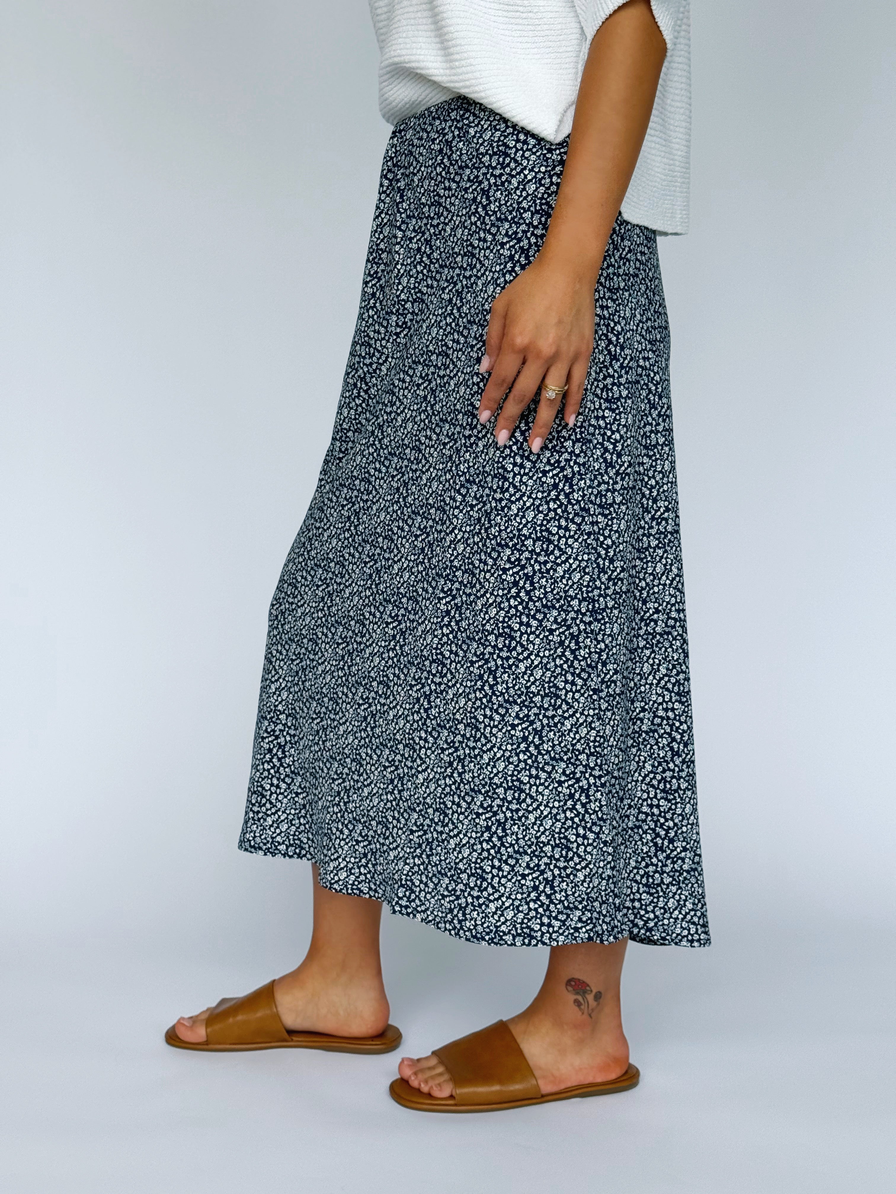 Adelynn Skirt - MARINE BLUE - willows clothing MIDI SKIRT