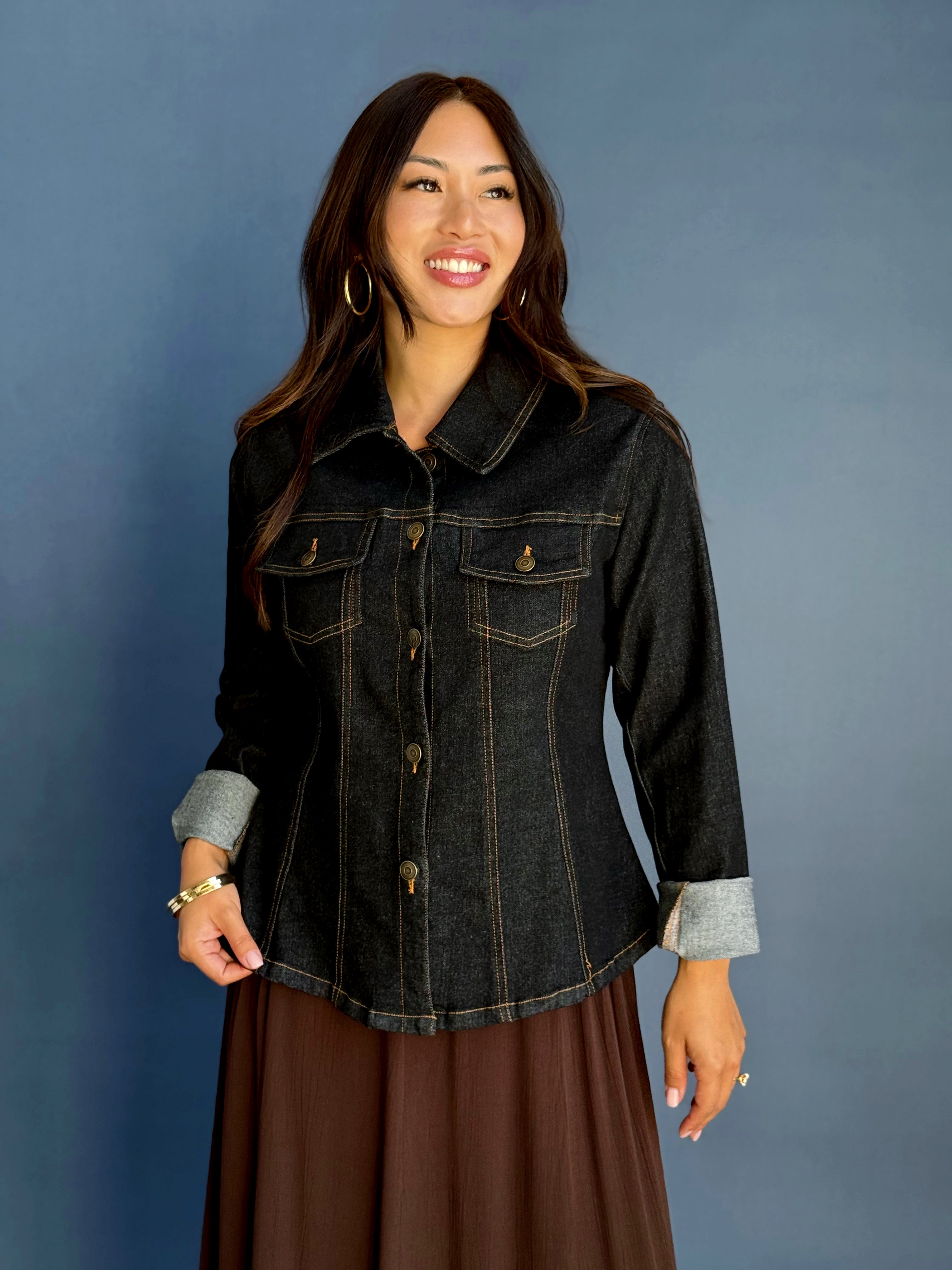 After Hours Denim Jacket - BLACK - willows clothing DENIM JACKET