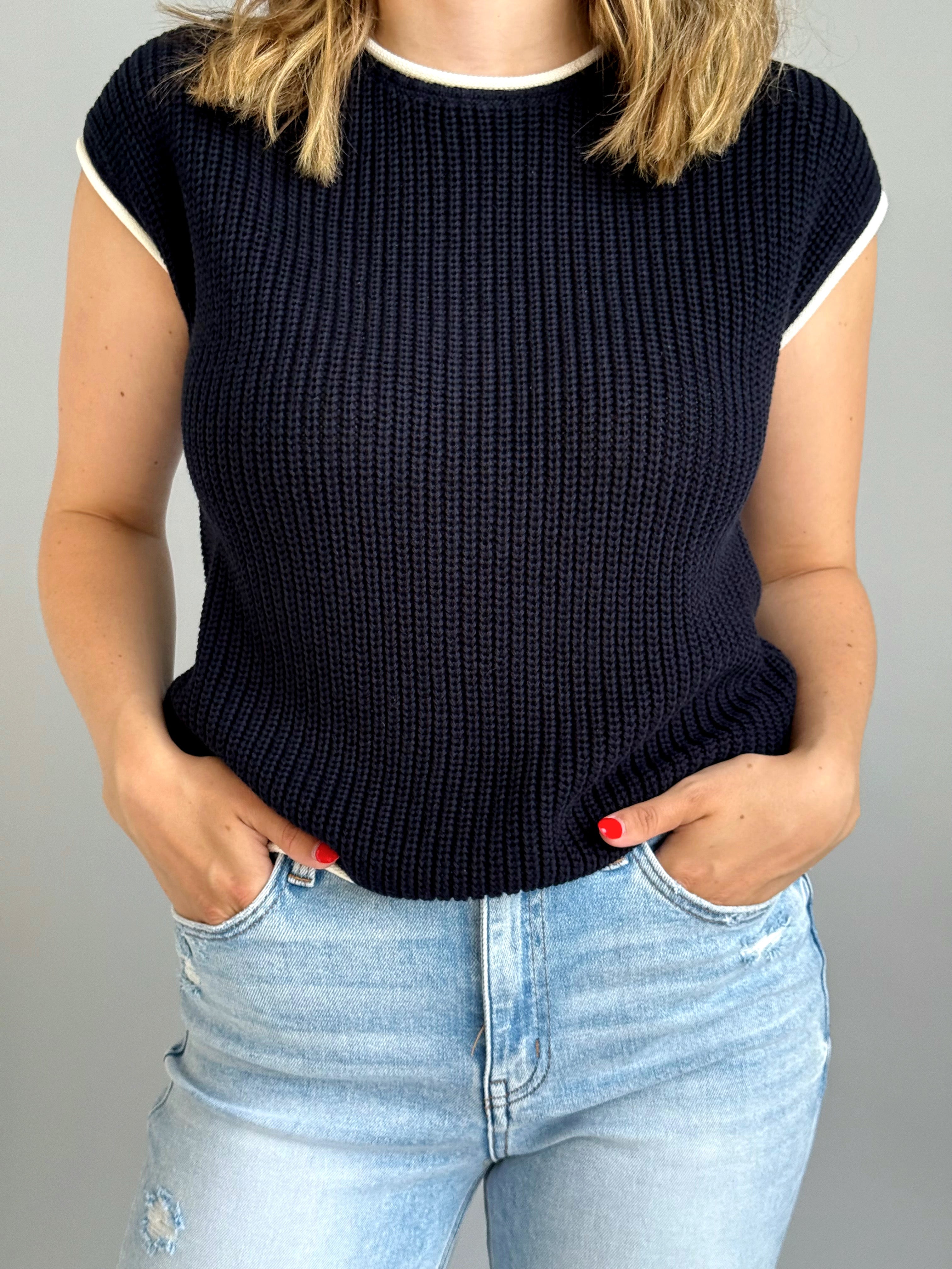 Allison Sweater - NAVY - willows clothing SWEATER