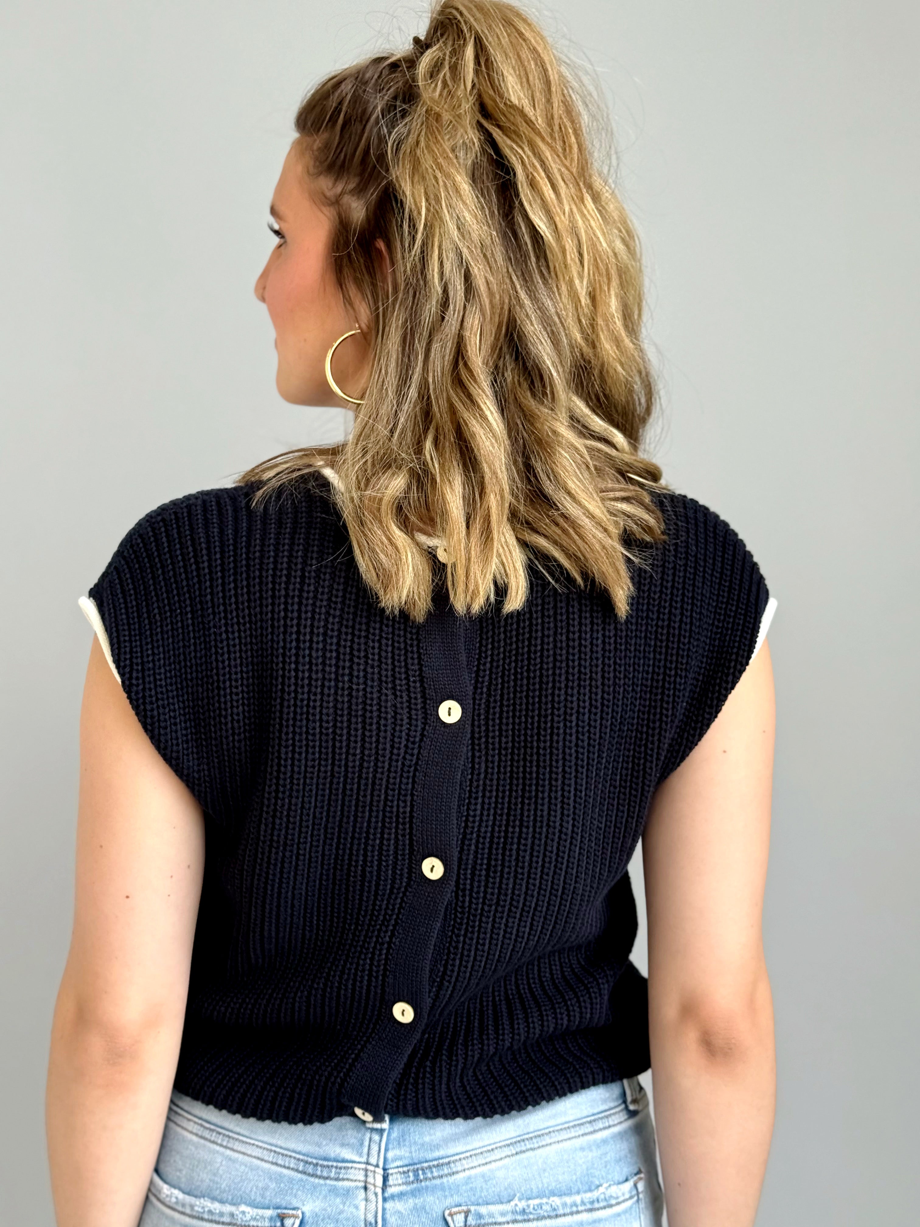 Allison Sweater - NAVY - willows clothing SWEATER