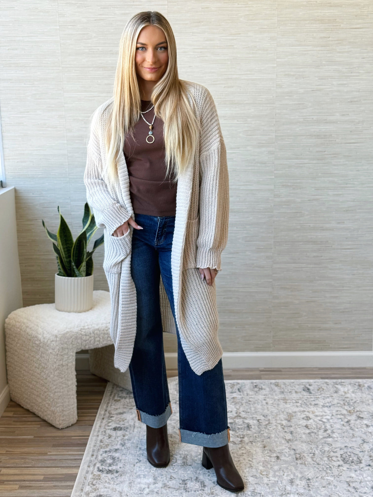 Alyssa Cardigan - OATMEAL - willows clothing Cardigan
