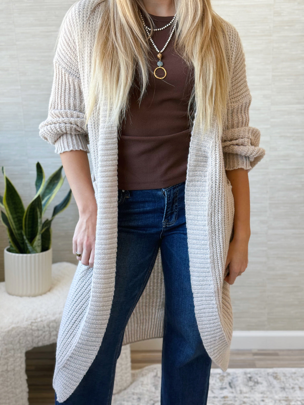 Alyssa Cardigan - OATMEAL - willows clothing Cardigan