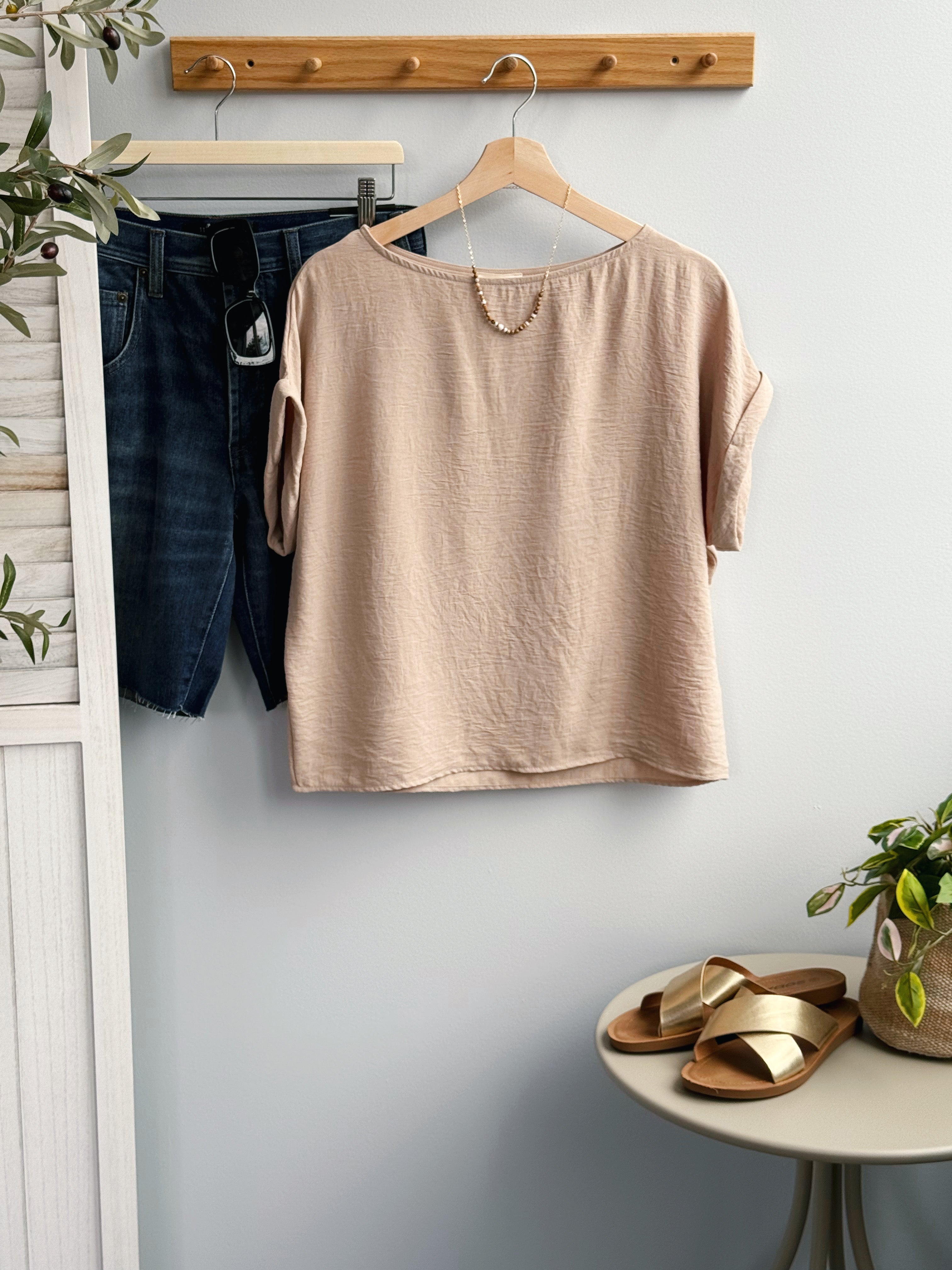 Amberly Top - TAUPE - willows clothing S/S SHIRT