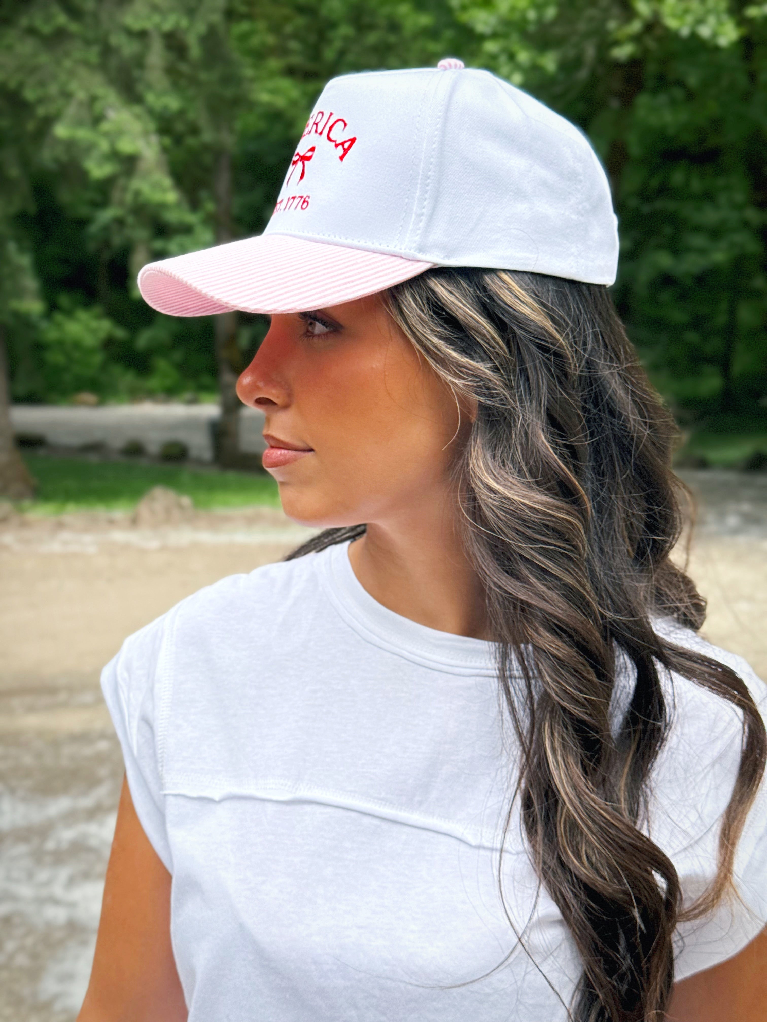 America Est. 1776 Hat - PINK - willows clothing HAT