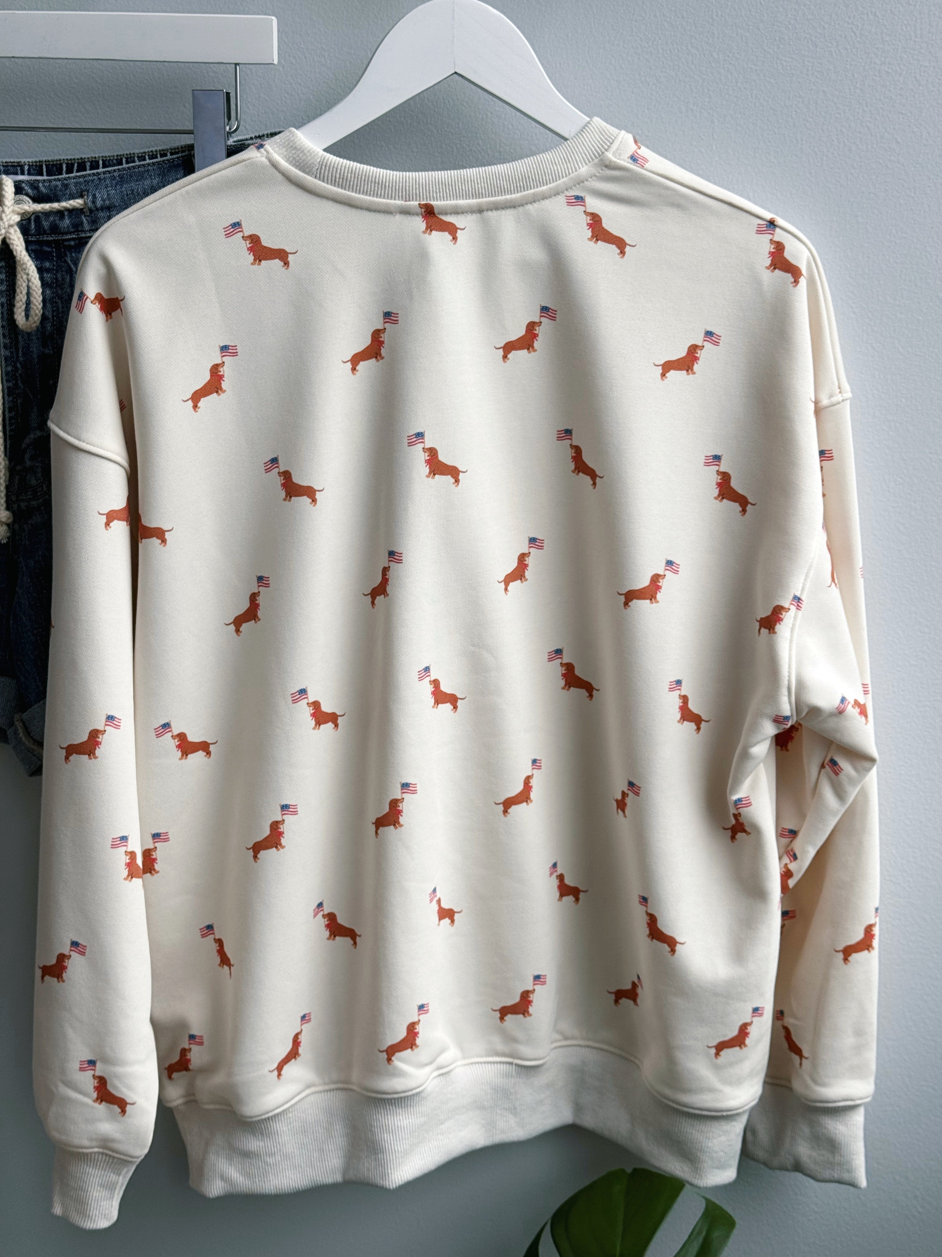 American Doxie Sweatshirt - CREAM - willows clothing SWEATSHIRT