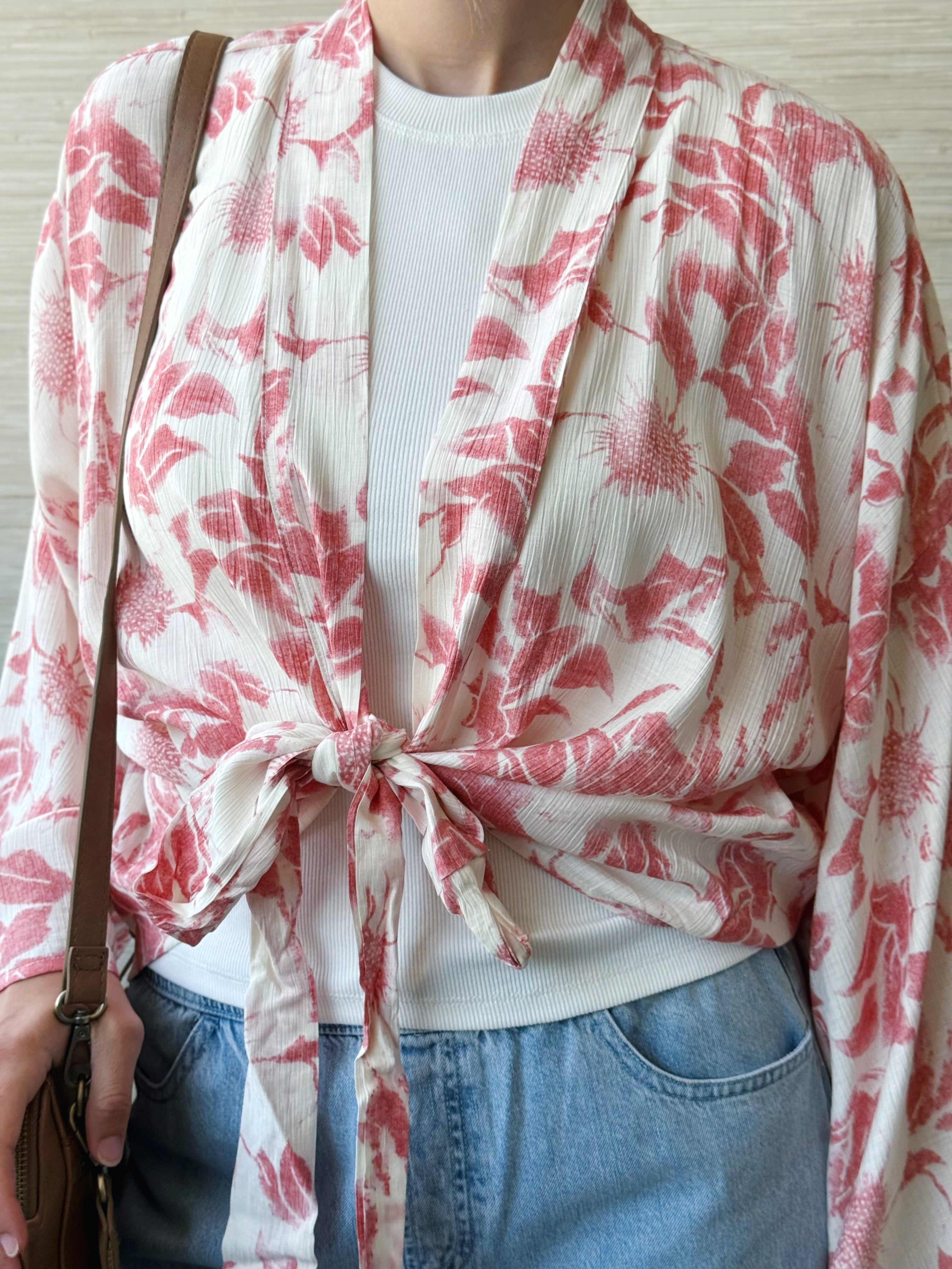 Andrea Wrap - CORAL - willows clothing BLOUSE
