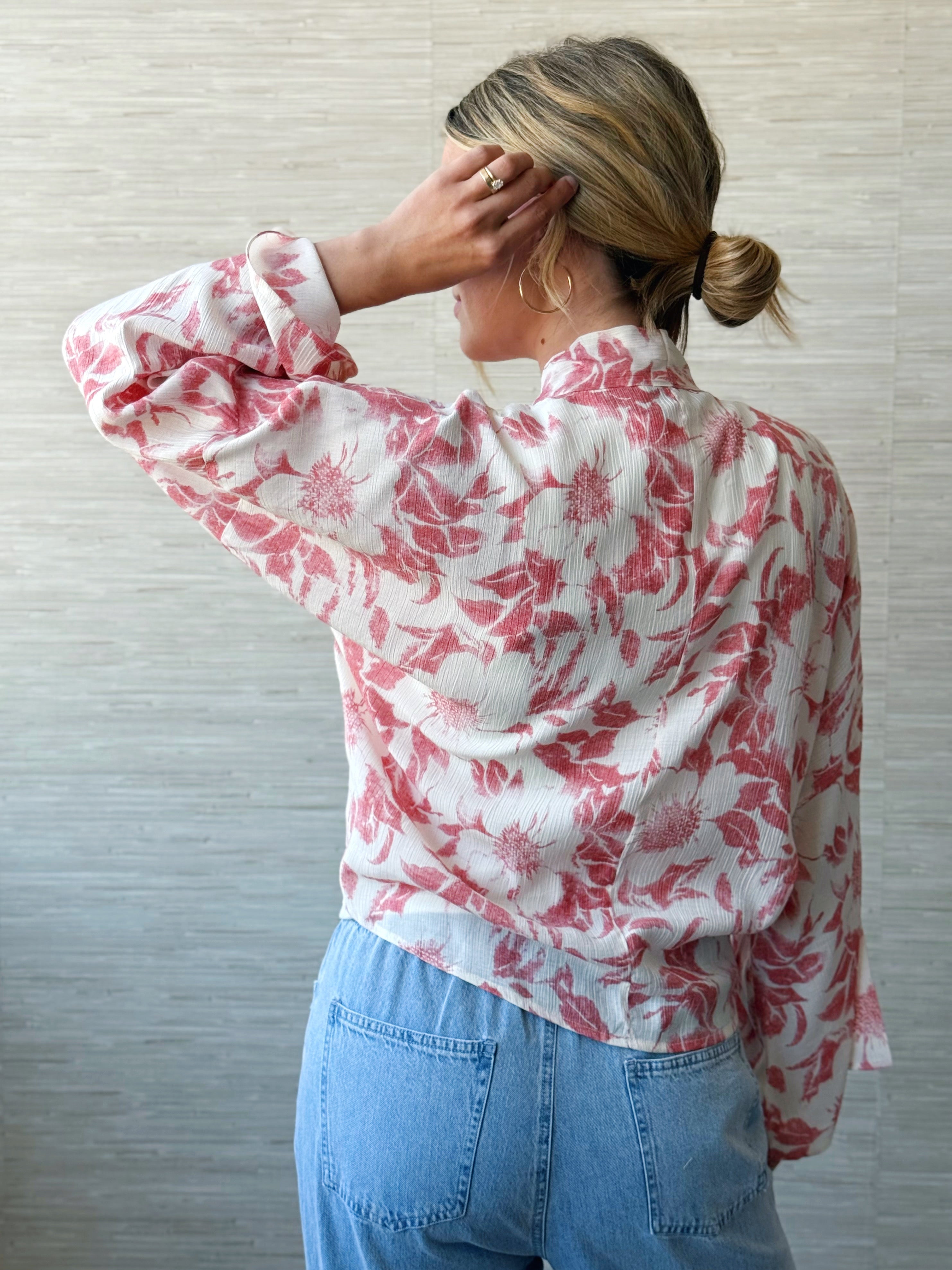 Andrea Wrap - CORAL - willows clothing BLOUSE