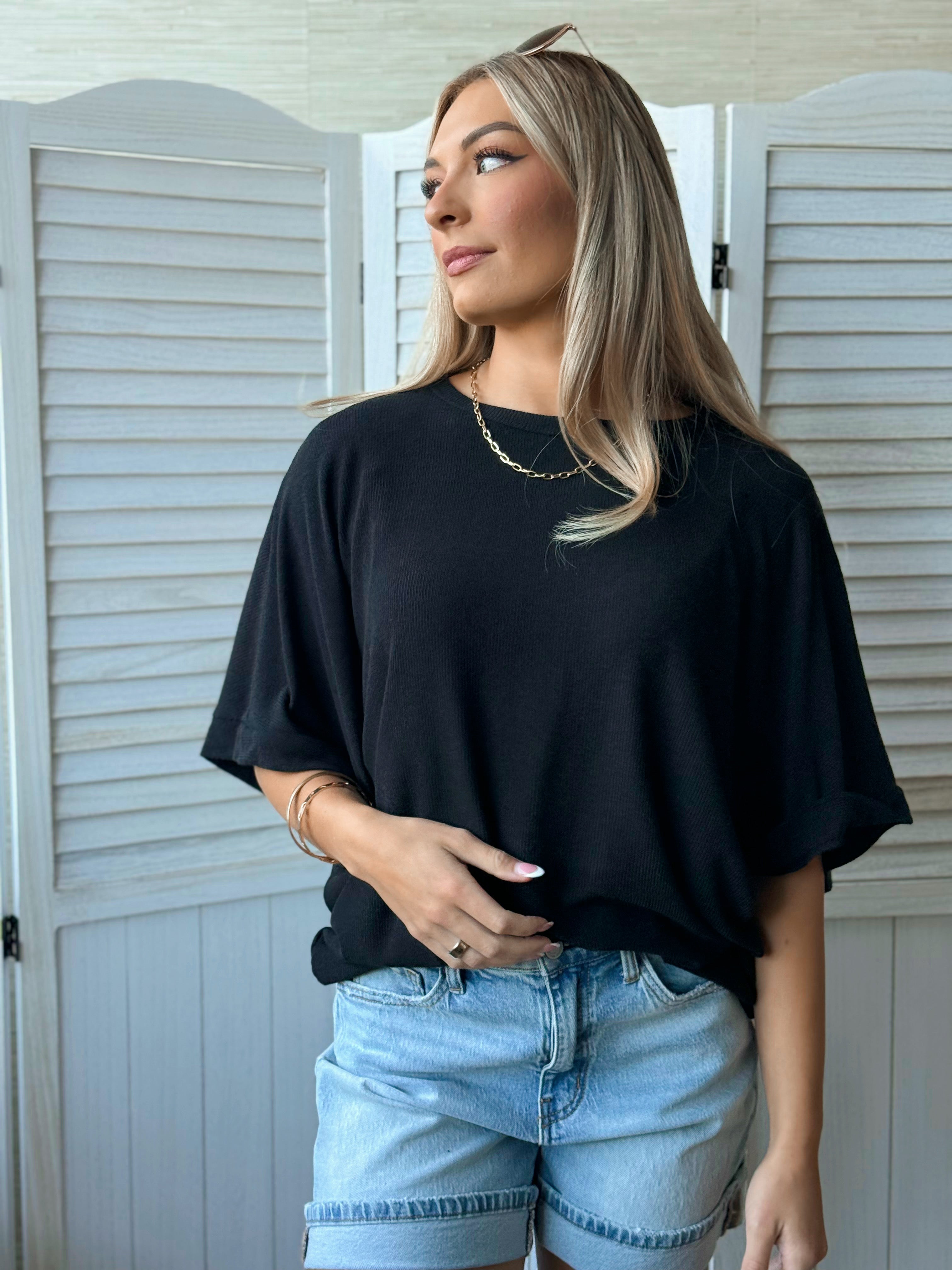 Angie Top - BLACK - willows clothing S/S SHIRT