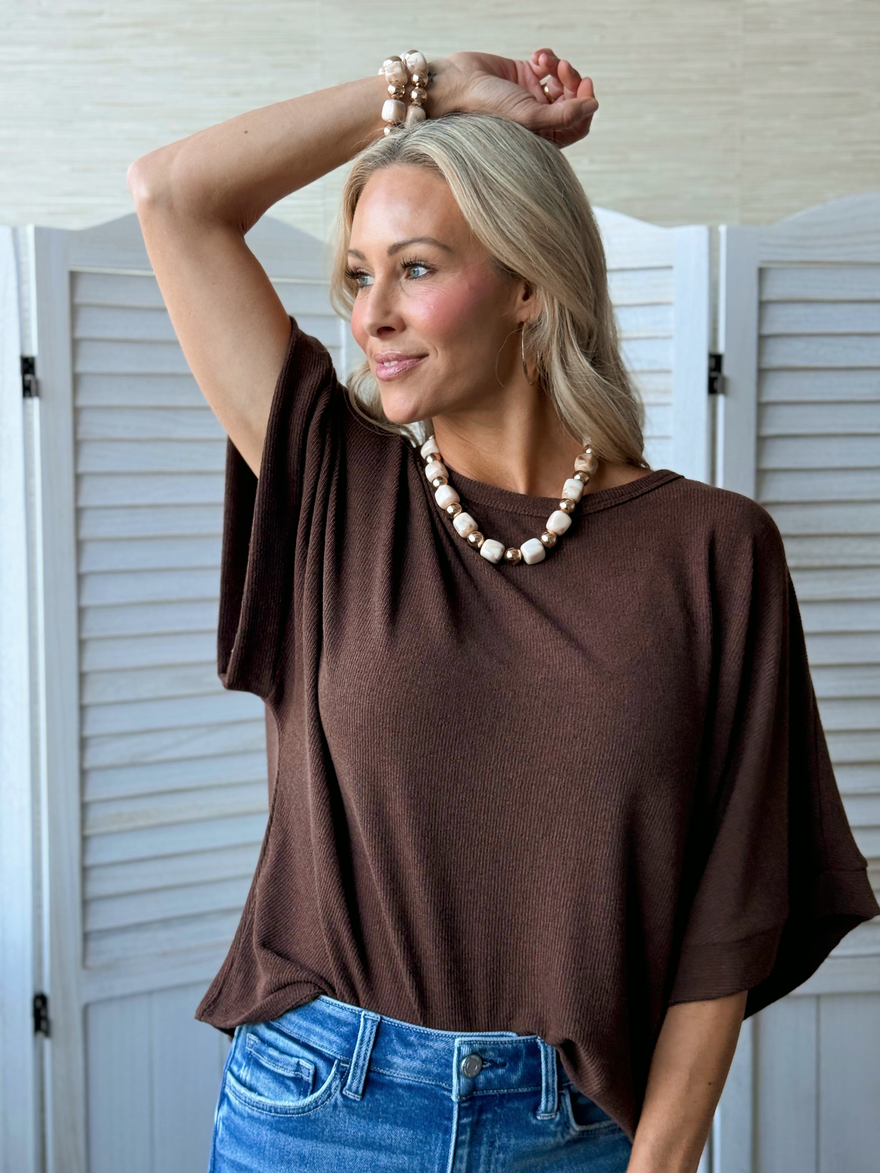 Angie Top - BROWN - willows clothing S/S SHIRT