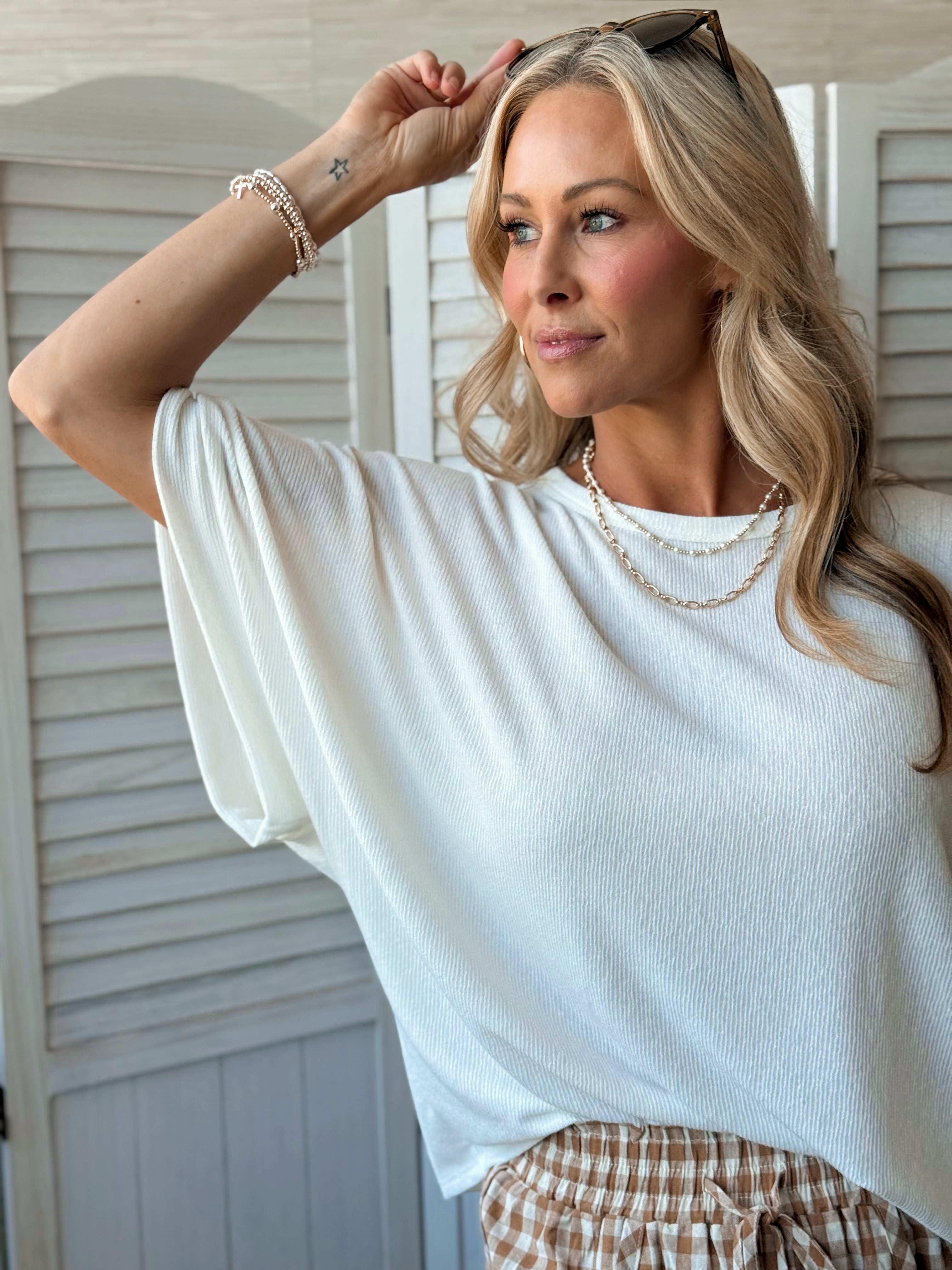 Angie Top - OFF WHITE - willows clothing S/S SHIRT