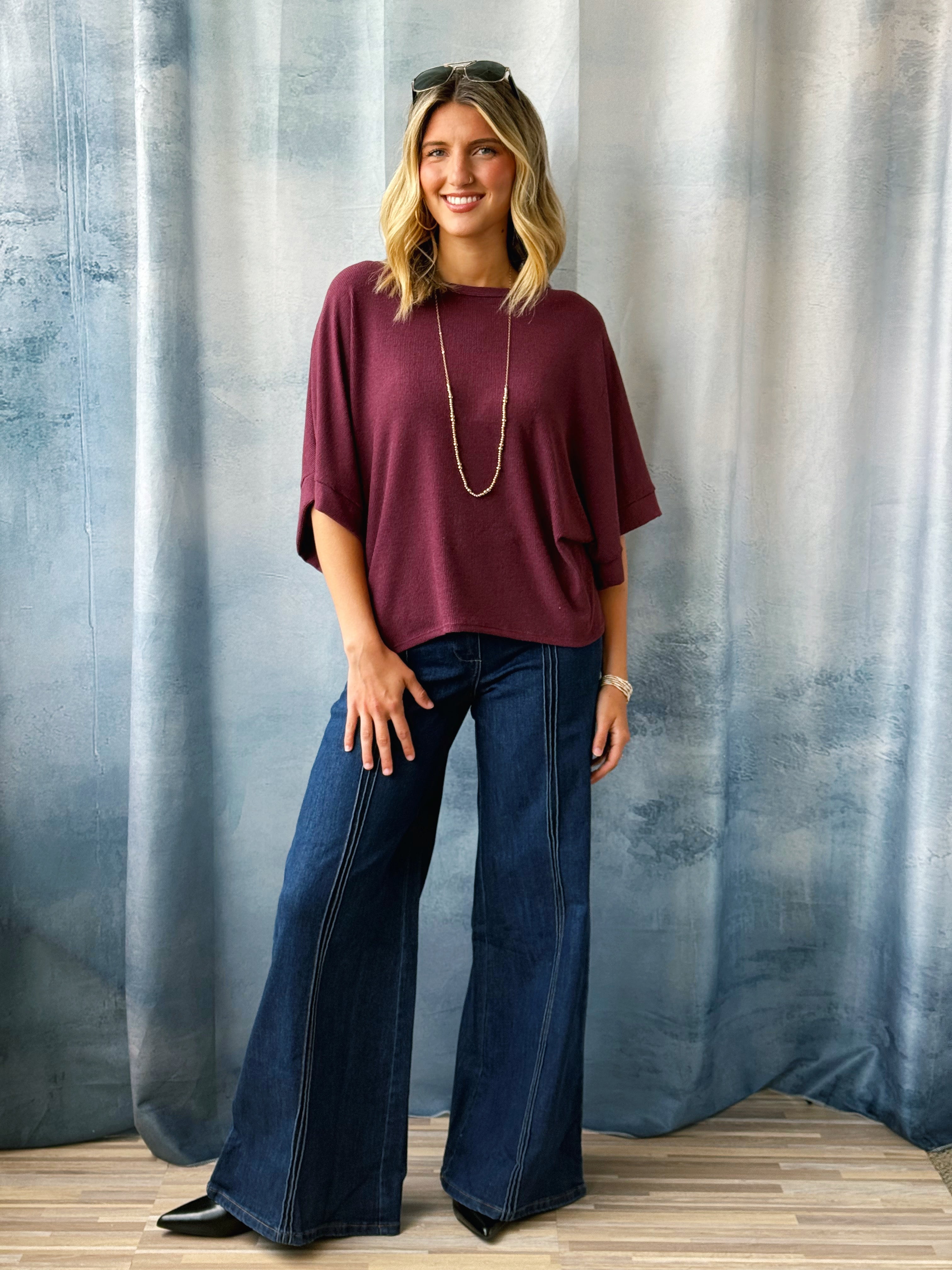 Angie Top - WINE - willows clothing S/S SHIRT