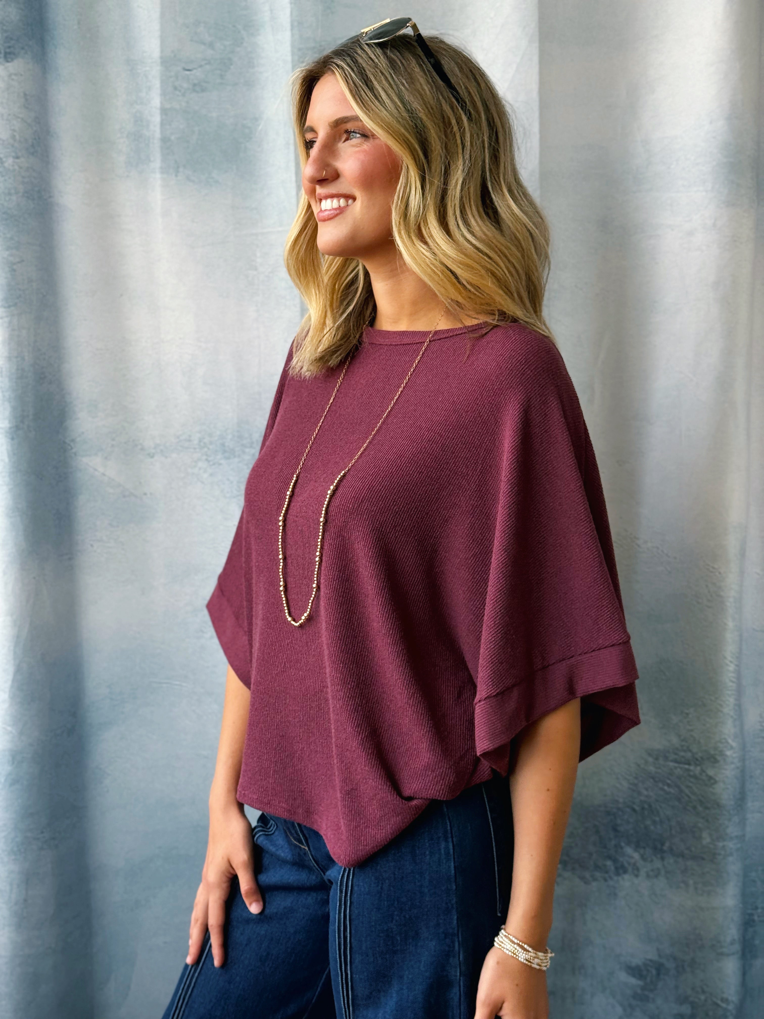 Angie Top - WINE - willows clothing S/S SHIRT