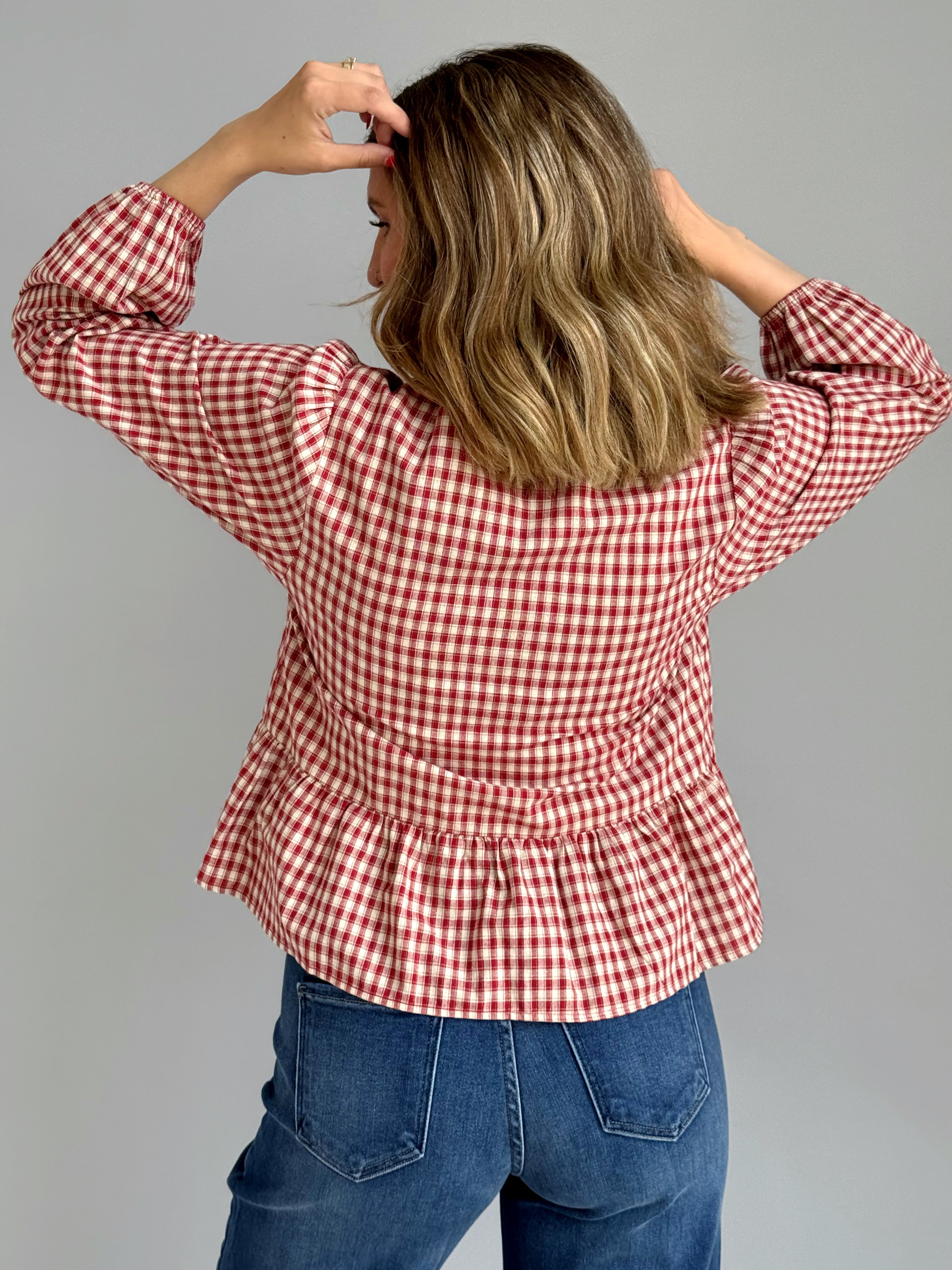 Apple Orchard Blouse - CREAM/RED - willows clothing BLOUSE