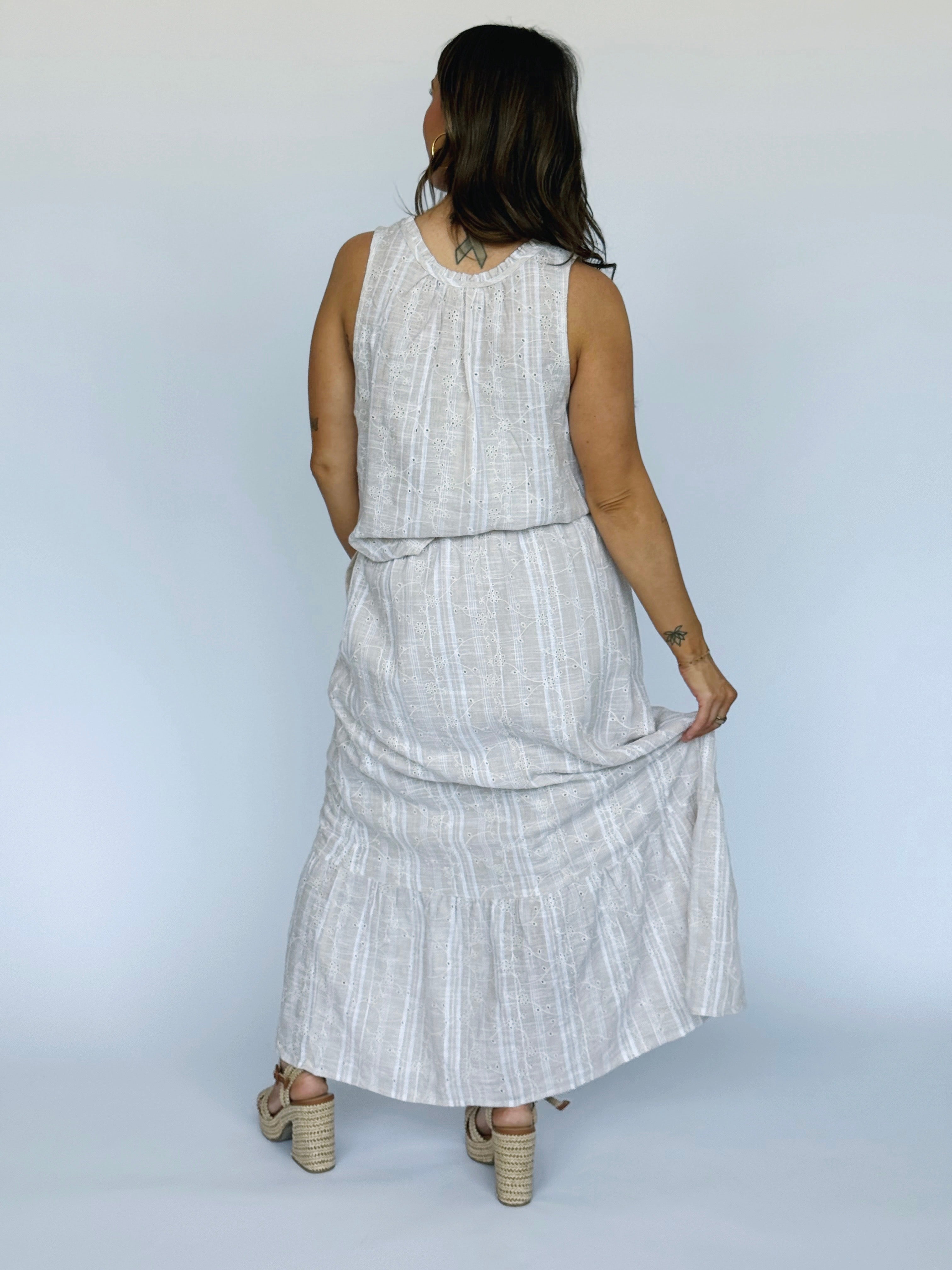 April Eyelet Skirt - TAUPE - willows clothing MIDI SKIRT