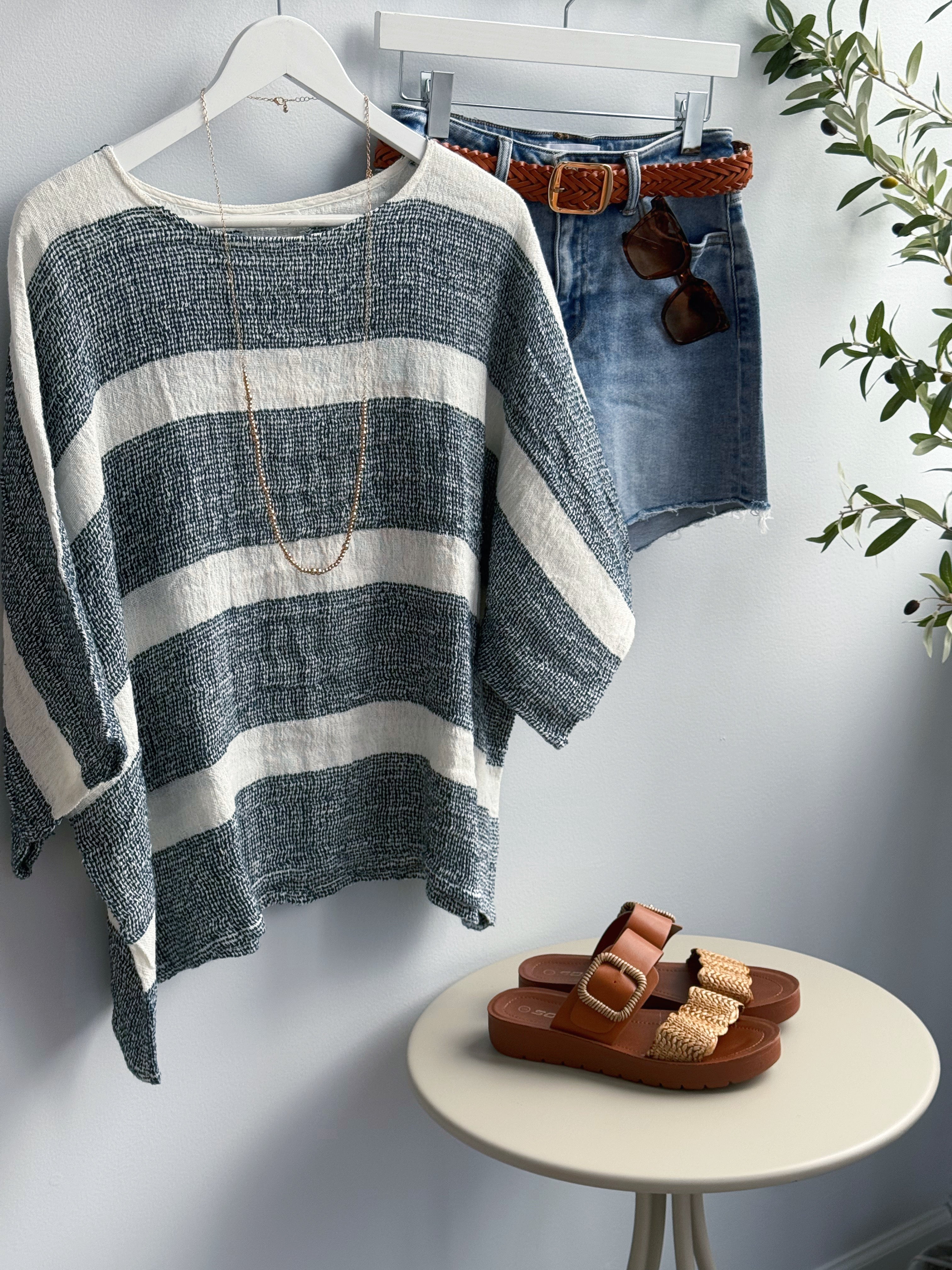 Arasha Top - NAVY - willows clothing S/S SHIRT