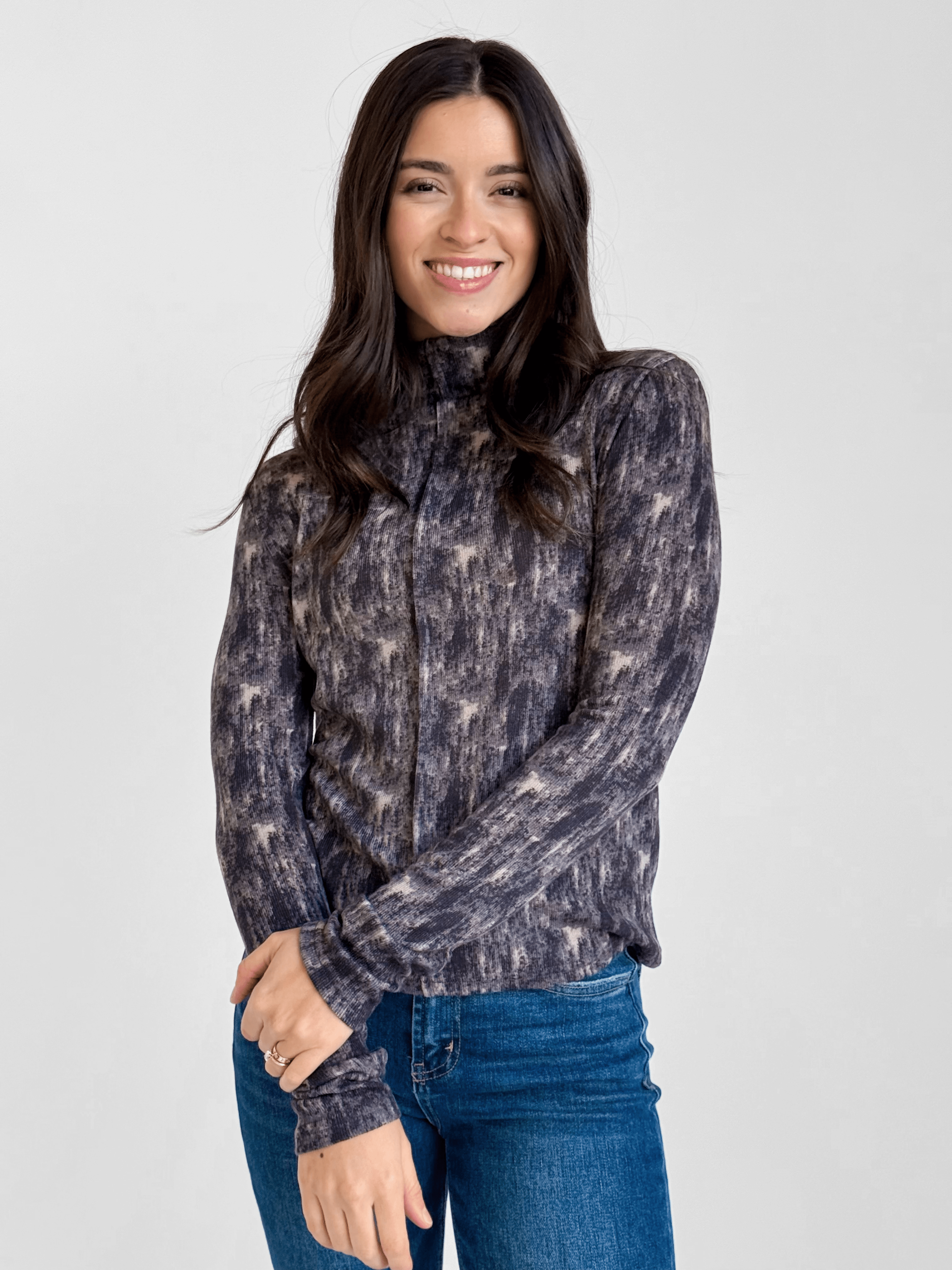 Arlette Top - CHARCOAL - willows clothing L/S SHIRT