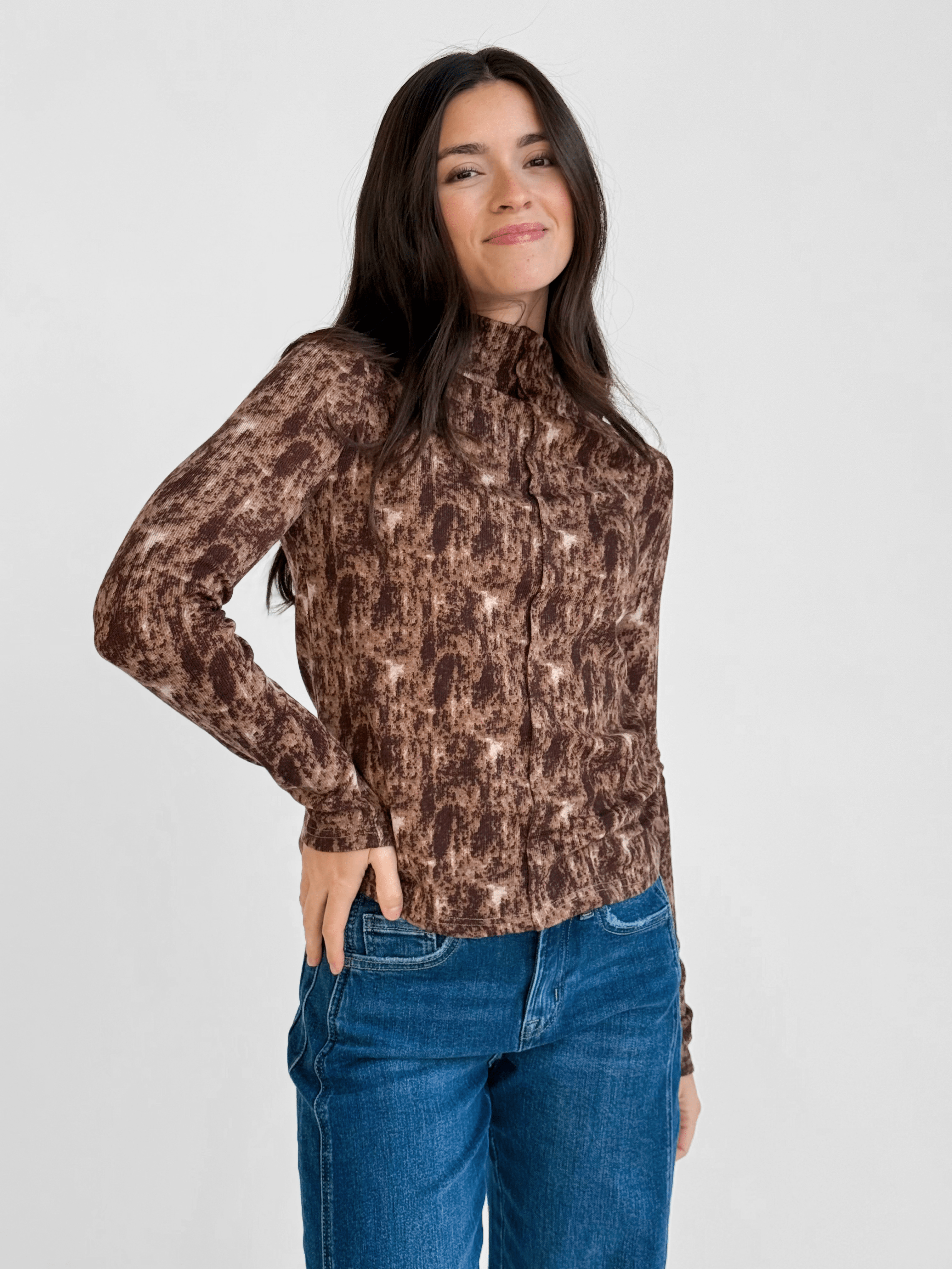 Arlette Top - CHOCOLATE - willows clothing L/S SHIRT