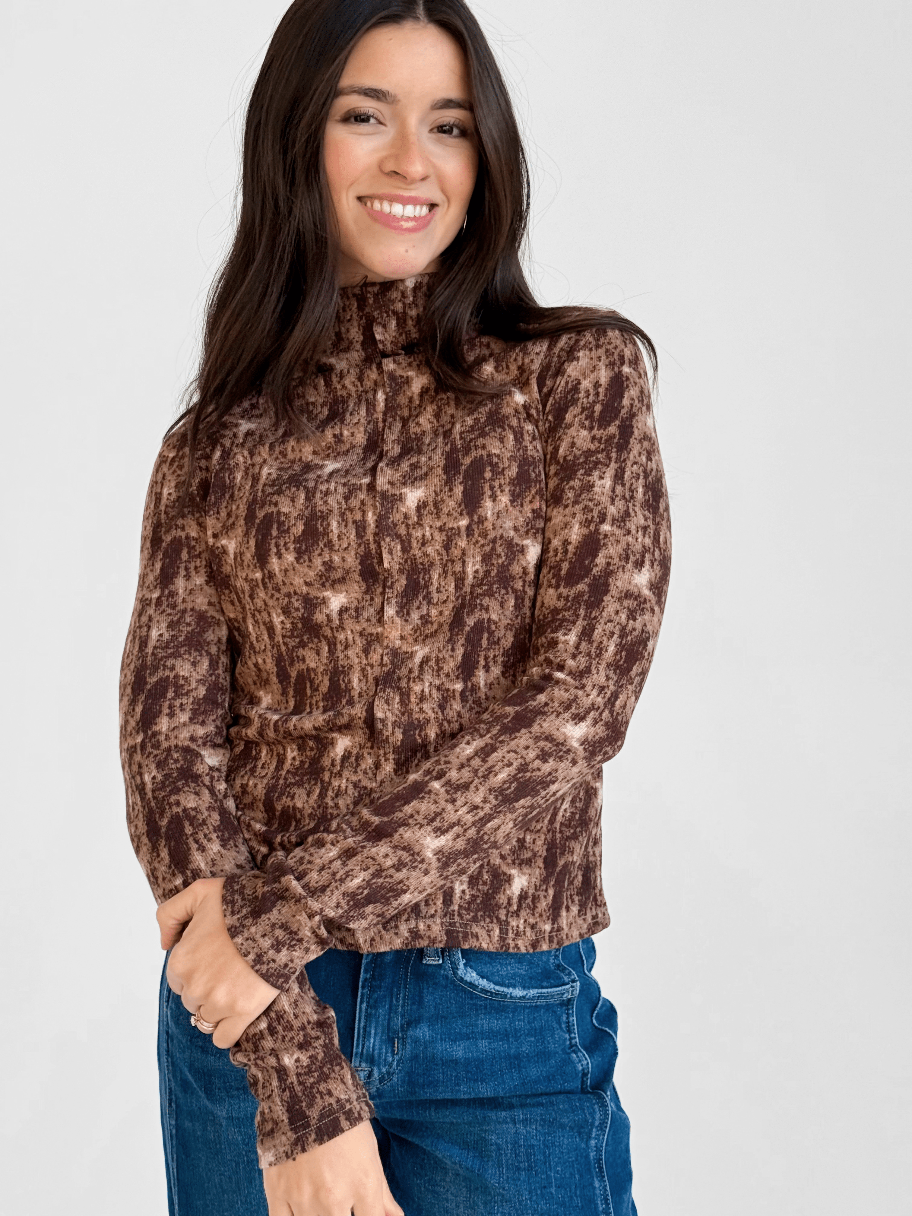 Arlette Top - CHOCOLATE - willows clothing L/S SHIRT