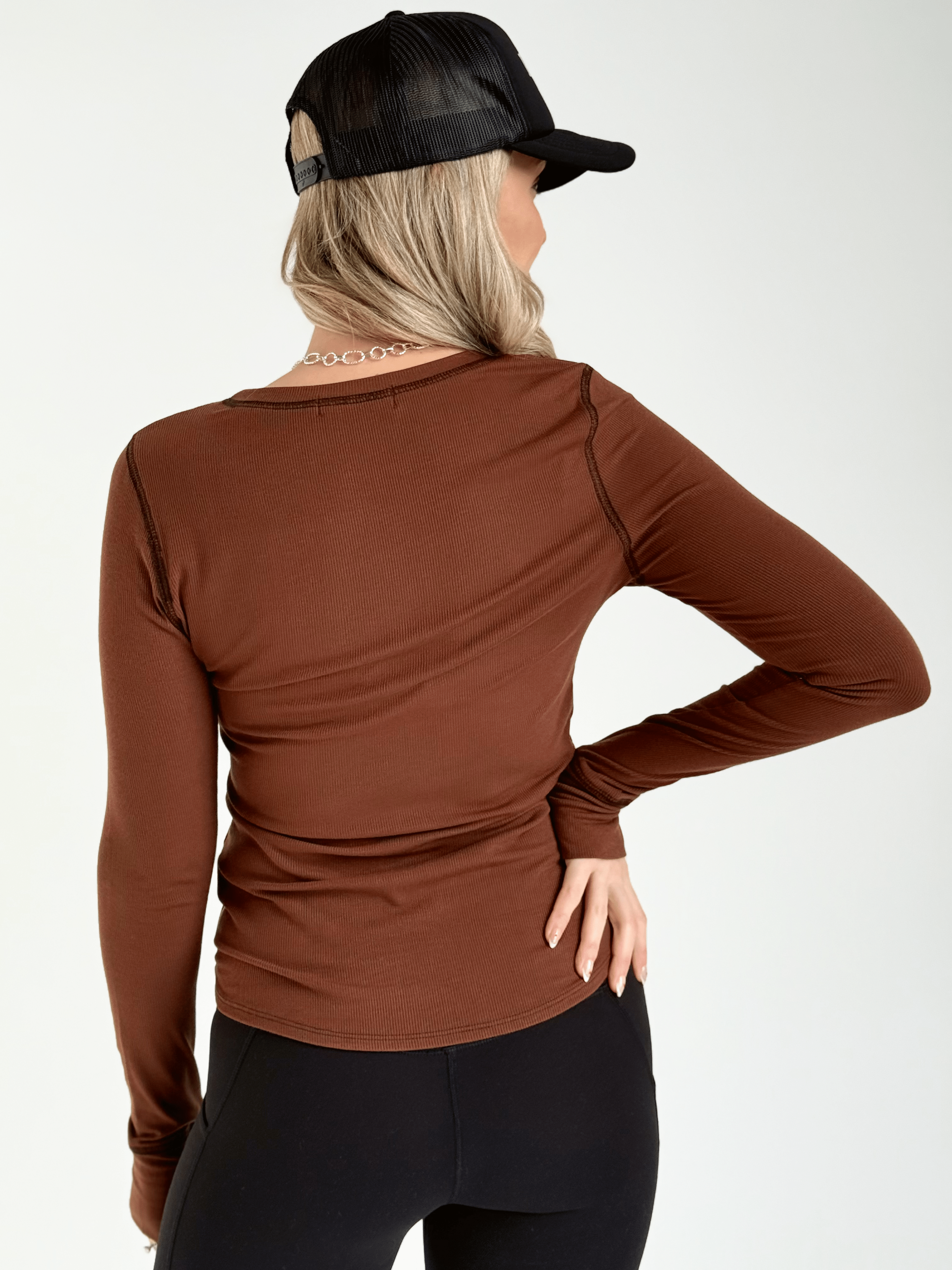 Asher Top - CHOCOLATE - willows clothing L/S SHIRT