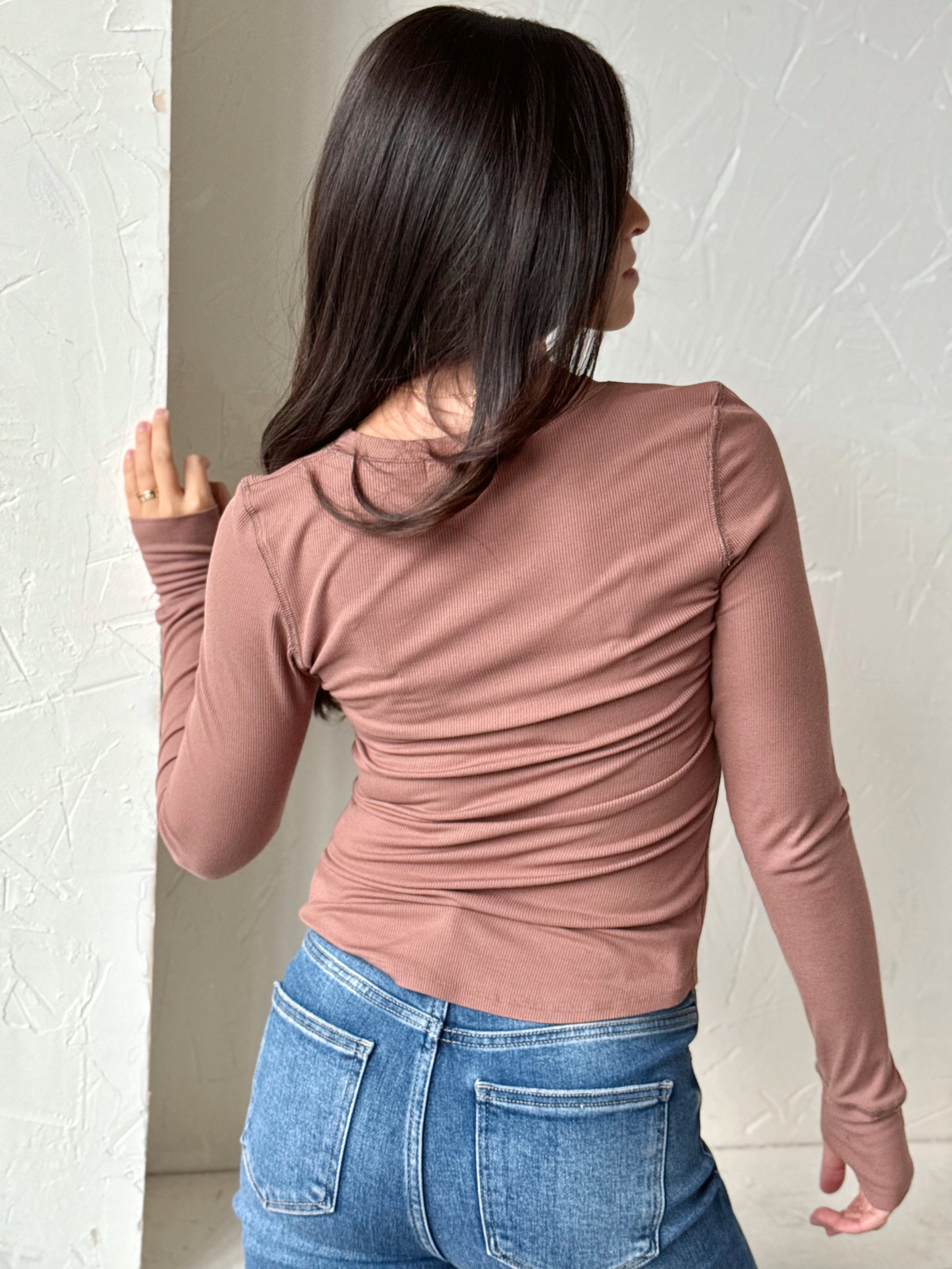 Asher Top - MOCHA - willows clothing L/S SHIRT