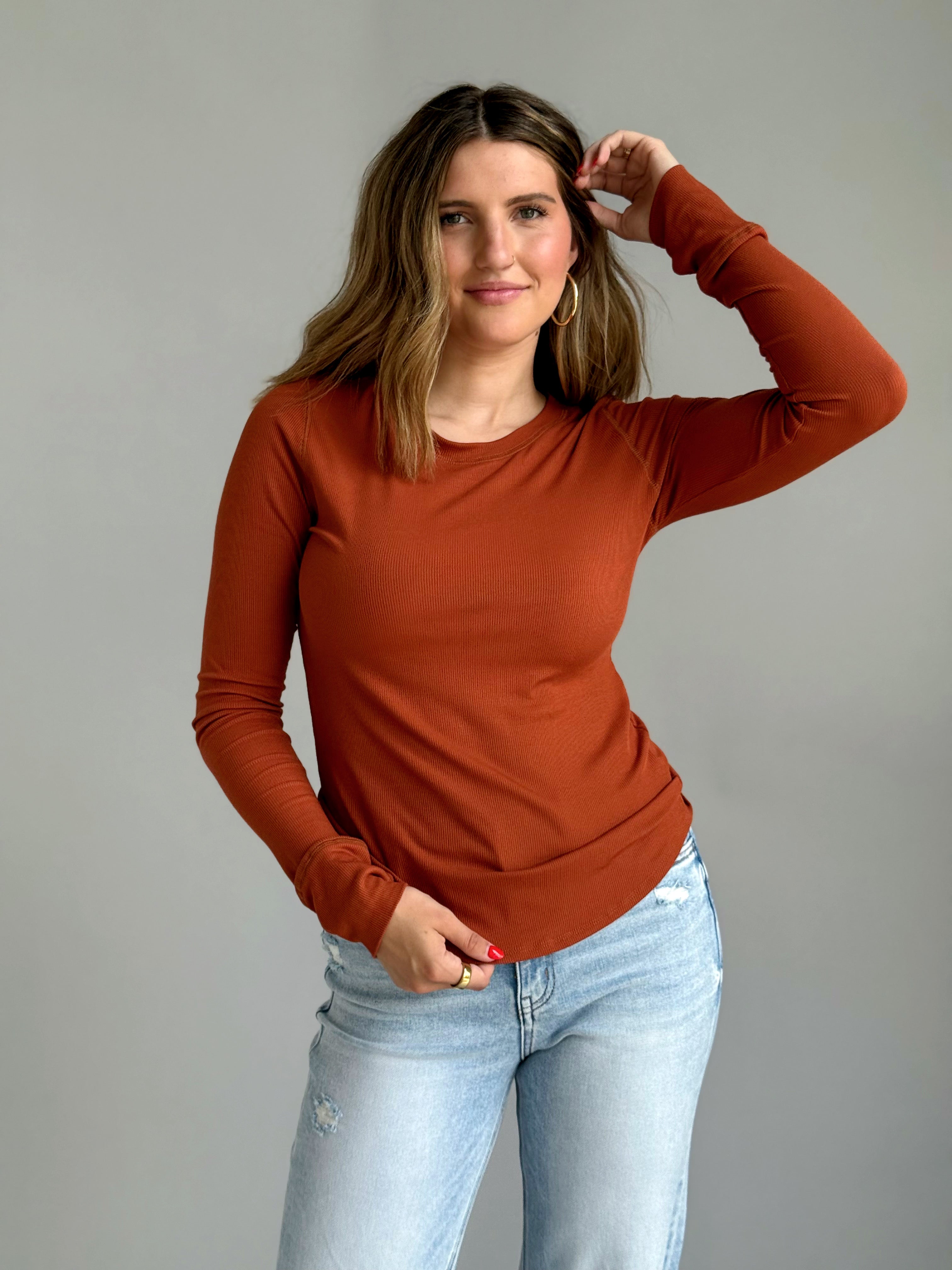 Asher Top - RUST - willows clothing L/S SHIRT