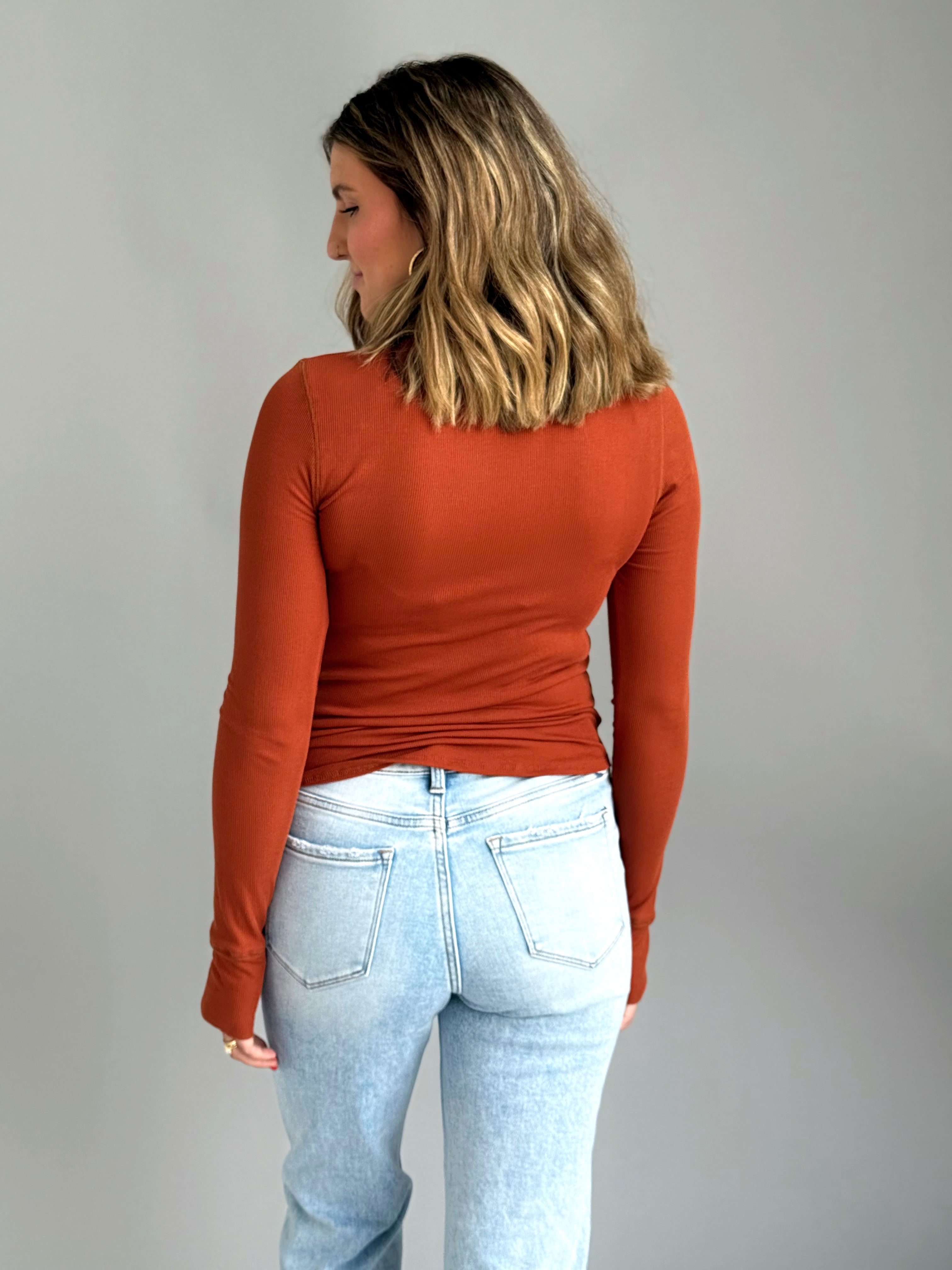 Asher Top - RUST - willows clothing L/S SHIRT