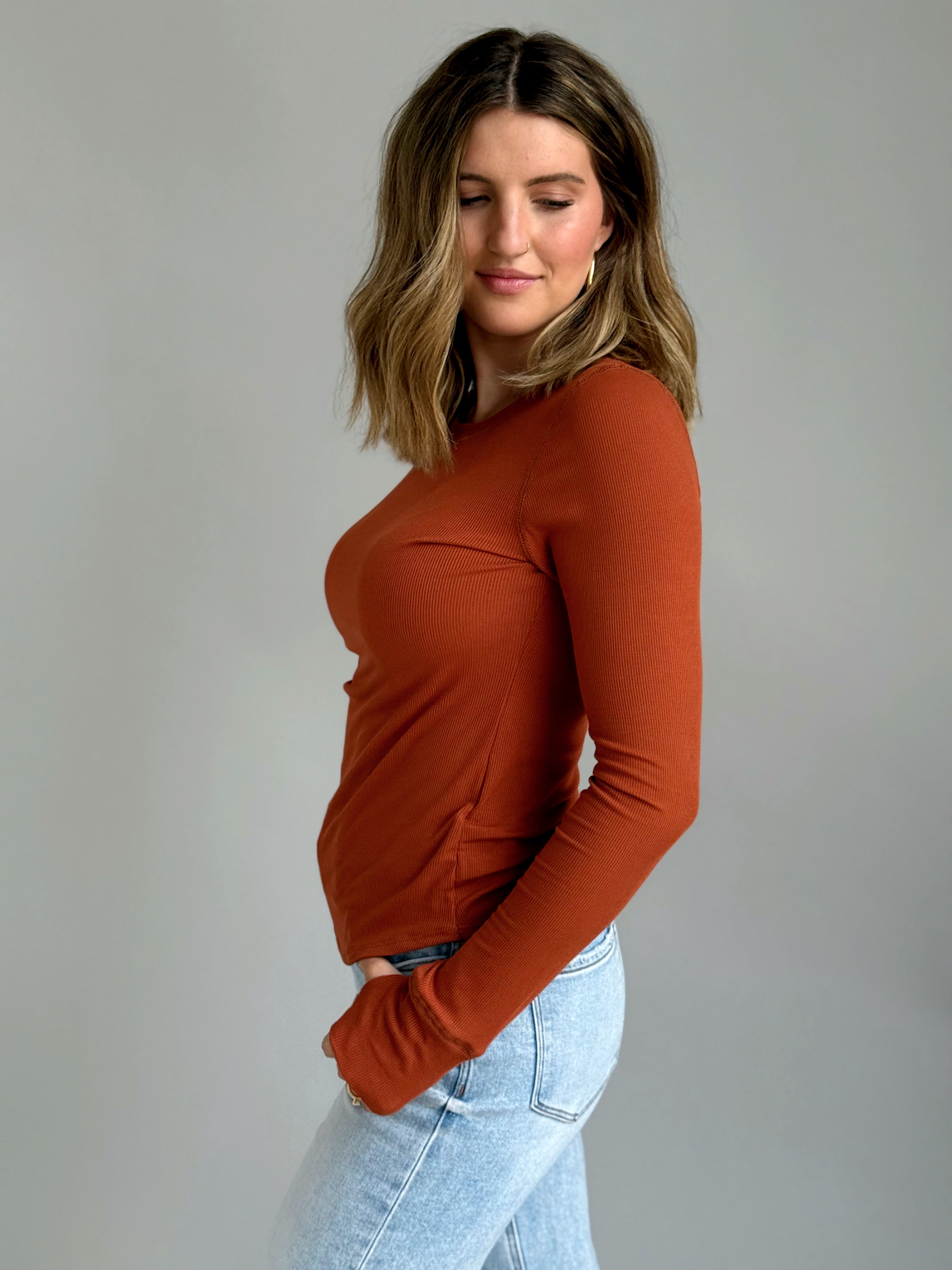 Asher Top - RUST - willows clothing L/S SHIRT