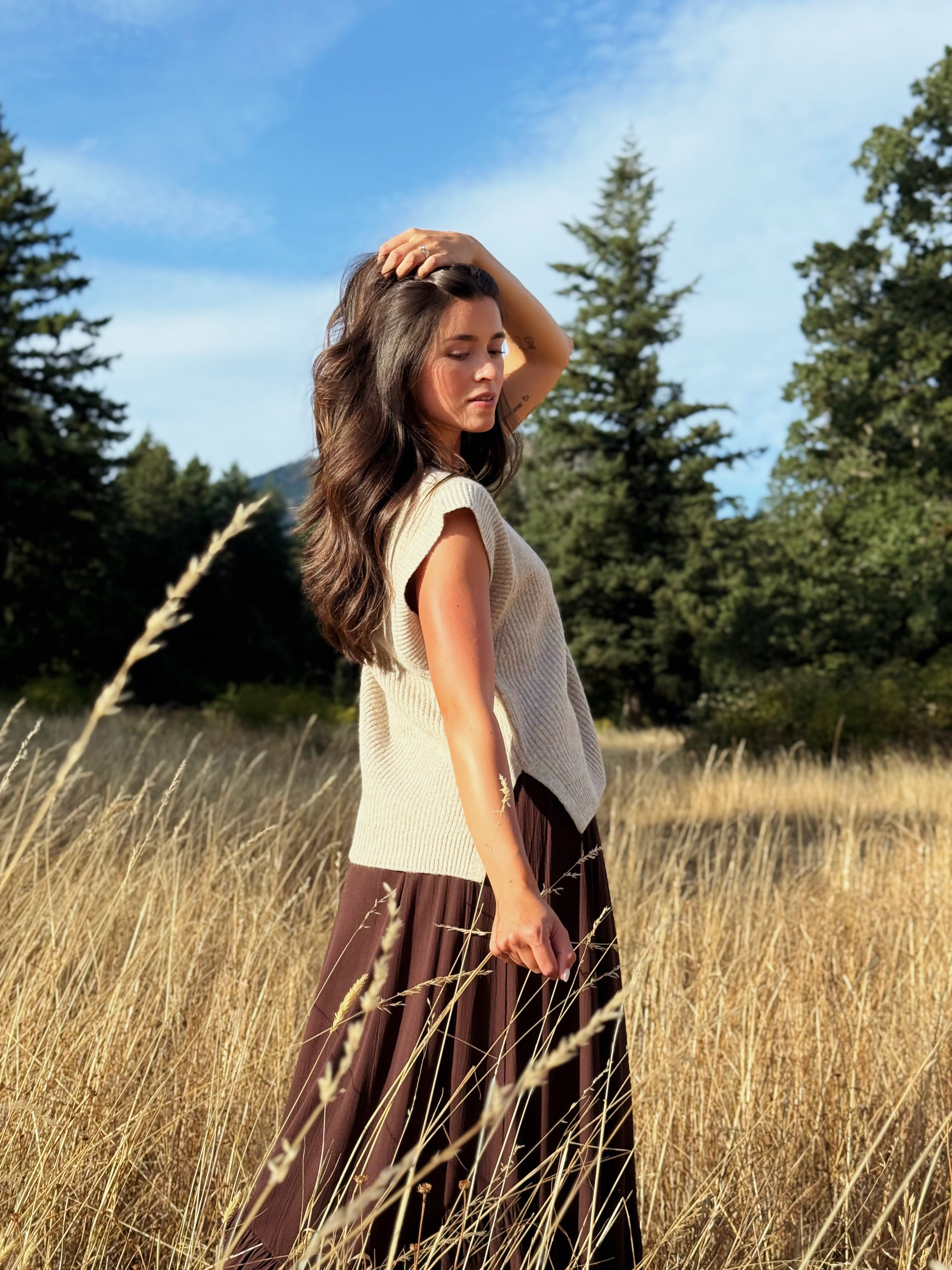 Augusta Sweater Vest - HEATHER MOCHA - willows clothing VEST