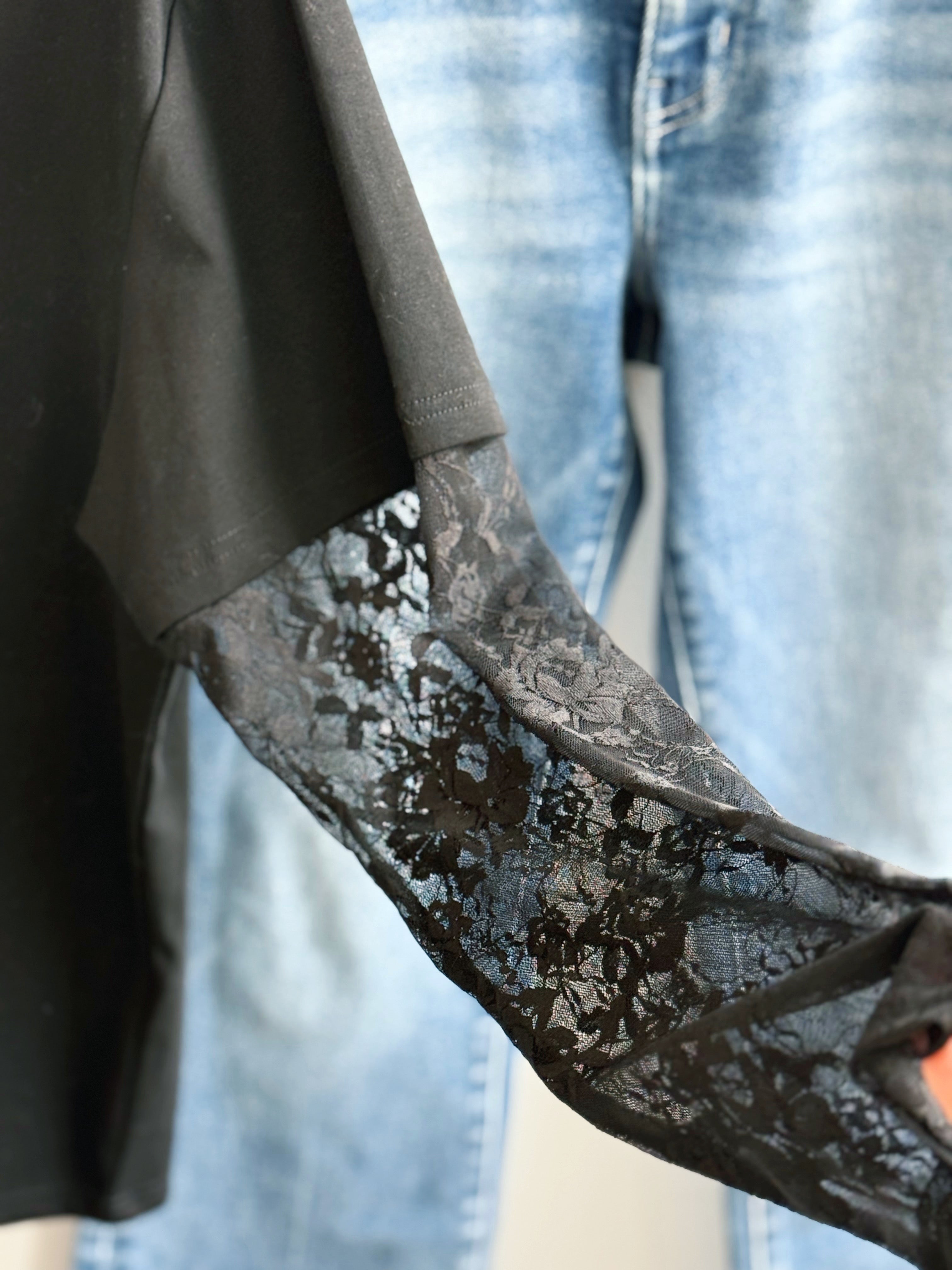 Autumn Lace Date Night Long Sleeve - BLACK - willows clothing L/S SHIRT