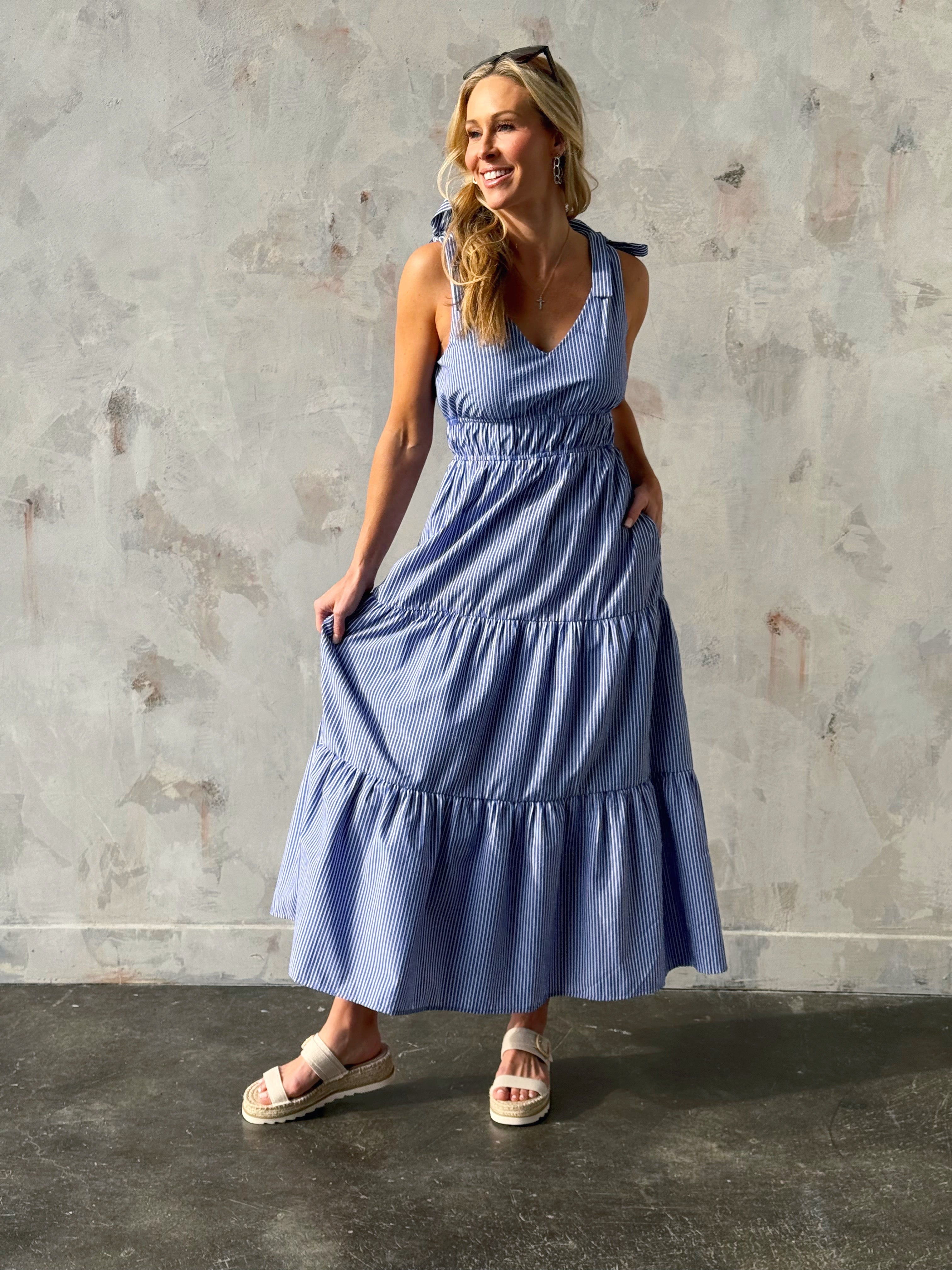 Azure Dress - BLUE - willows clothing MIDI DRESS