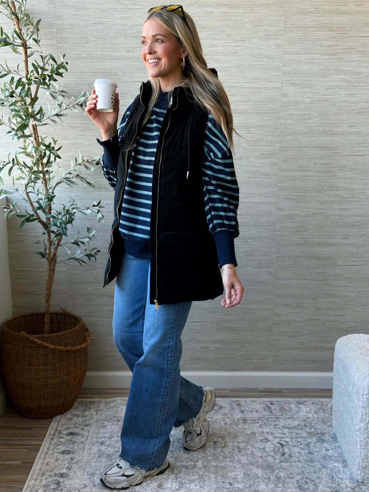 Baby Blues Sweatshirt - NAVY/SAGE - willows clothing SWEATSHIRT