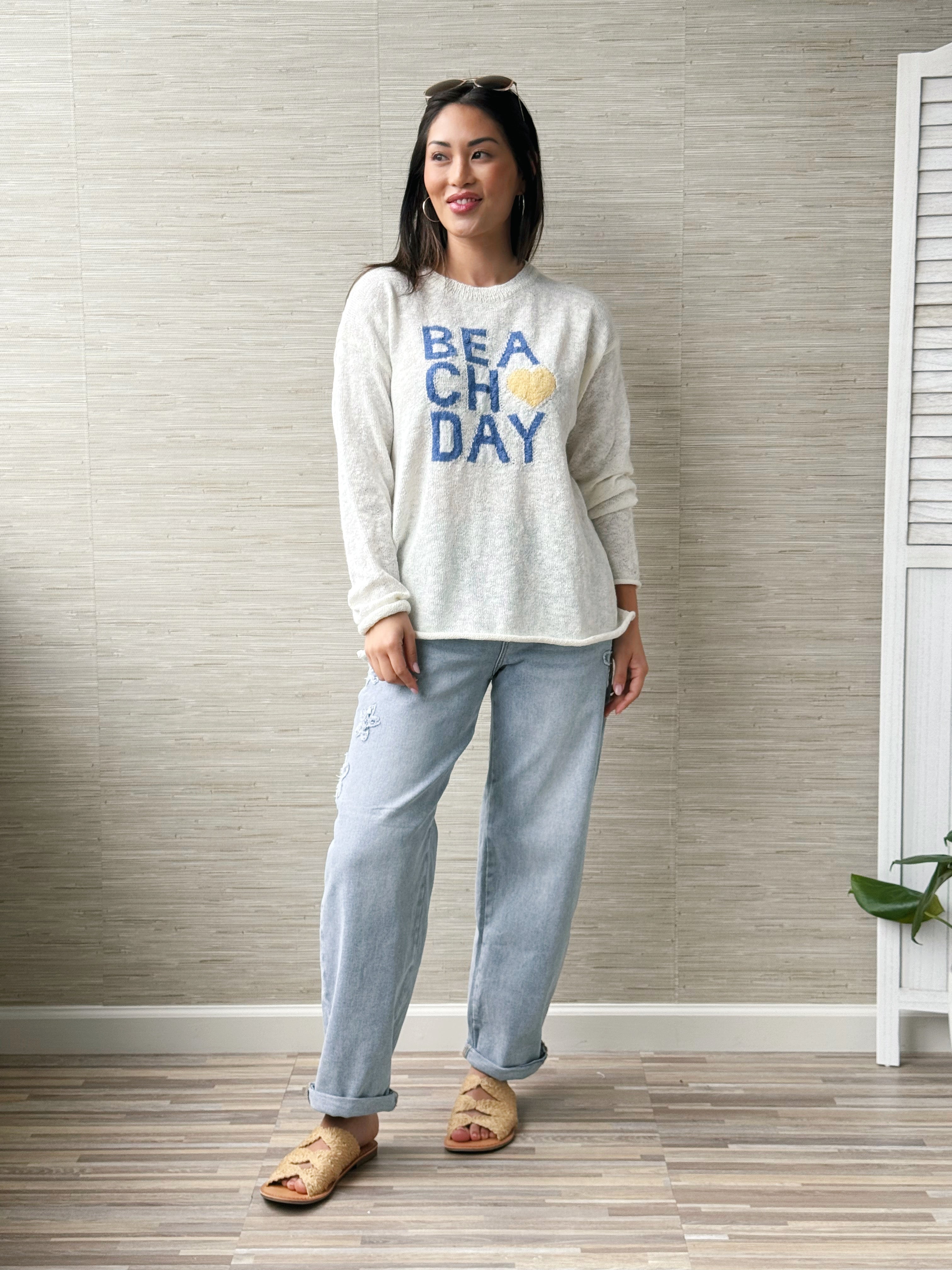 Beach Day Sweater - WHITE - willows clothing SWEATER