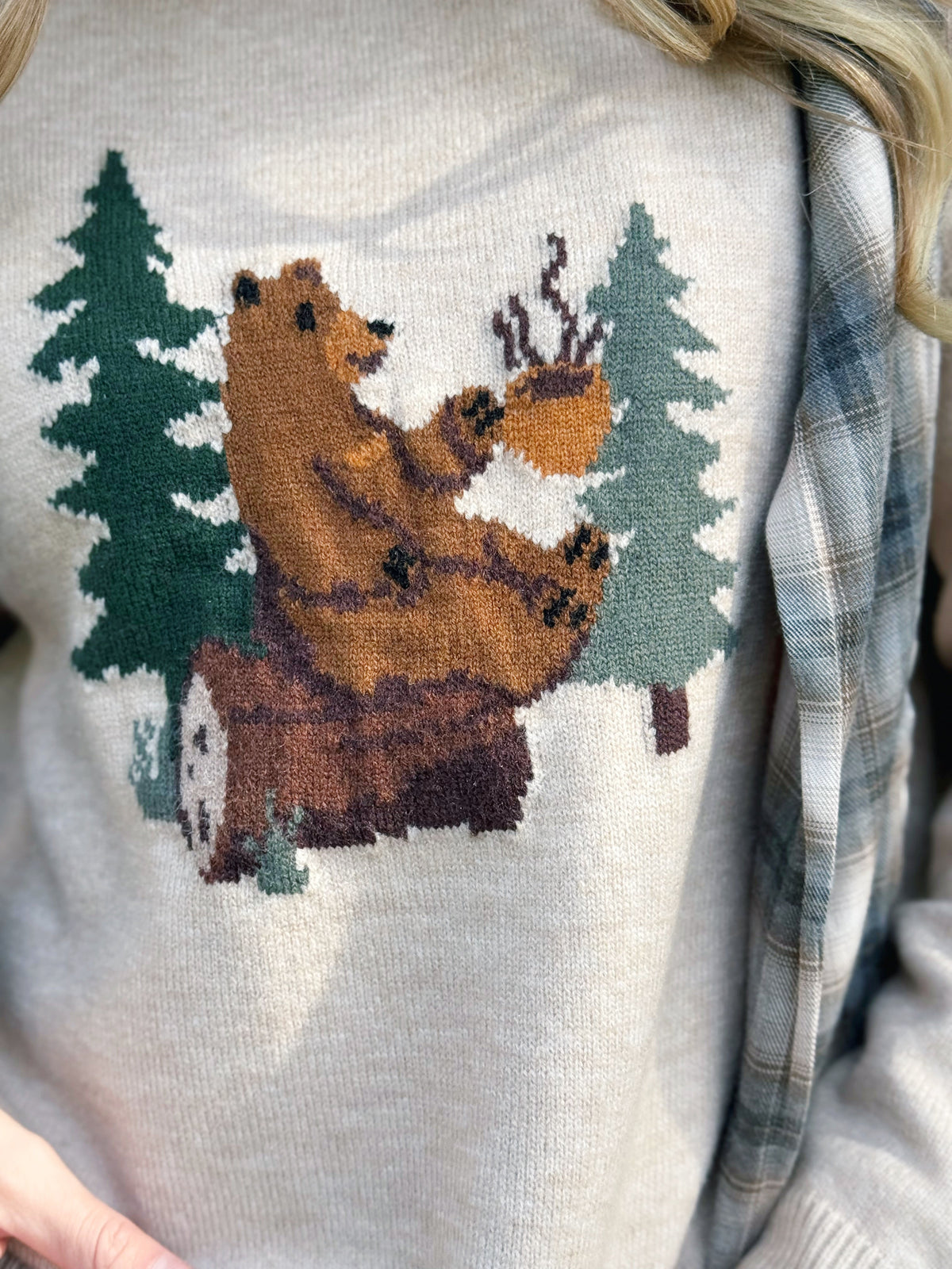 Bearly Awake Sweater - OATMEAL - willows clothing SWEATER