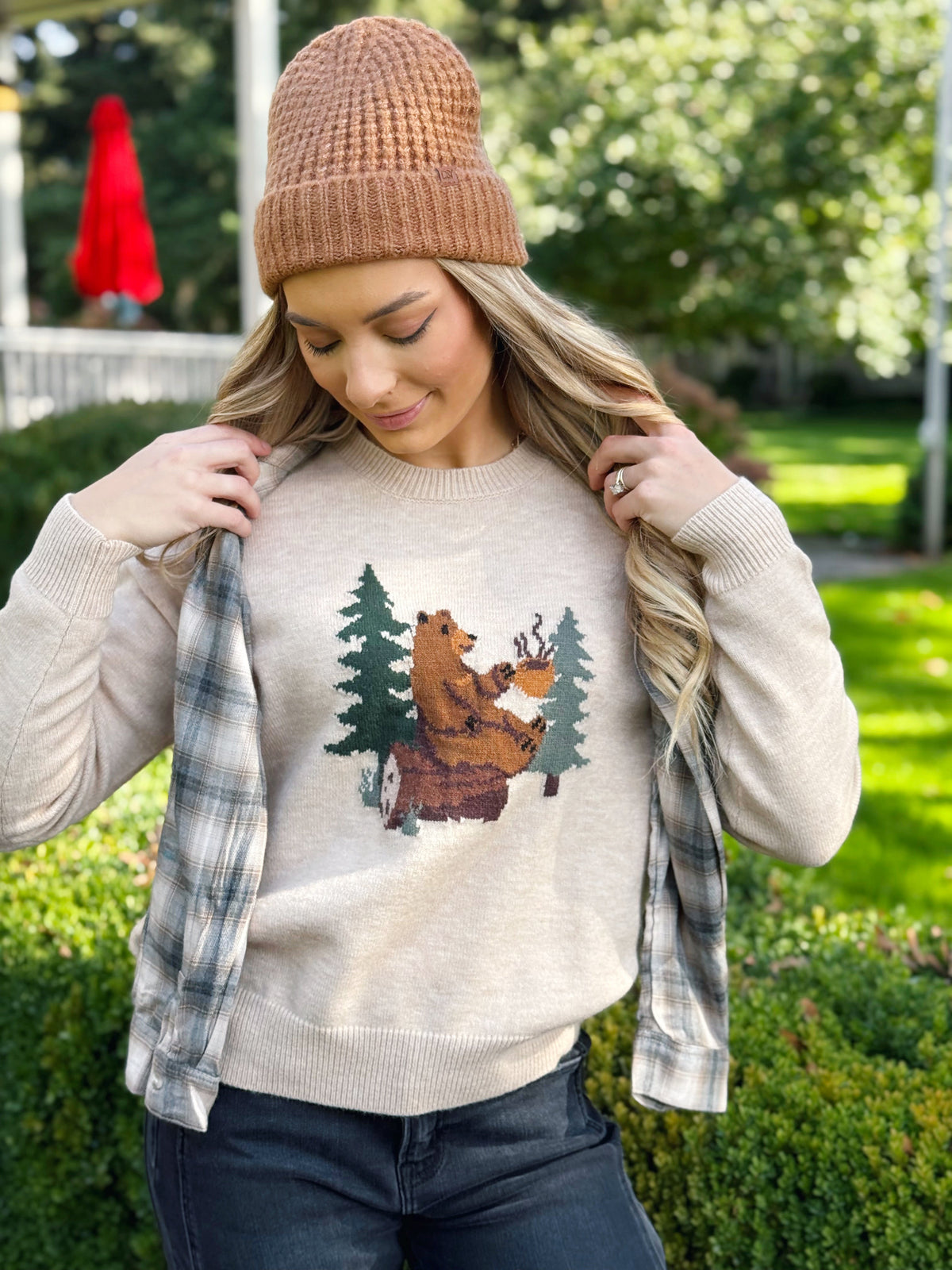 Bearly Awake Sweater - OATMEAL - willows clothing SWEATER