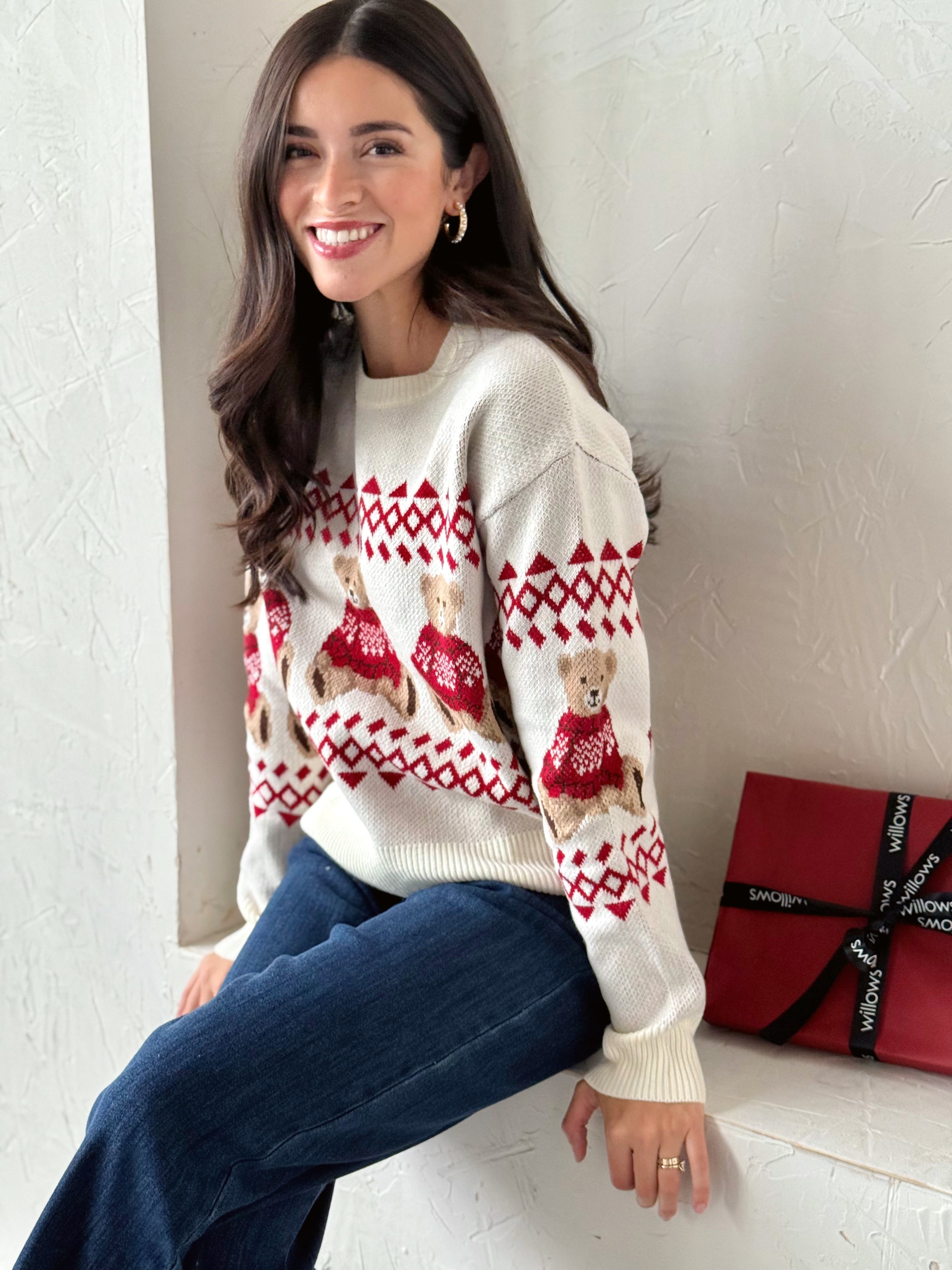 Beary Christmas Sweater - CREAM - willows clothing SWEATER