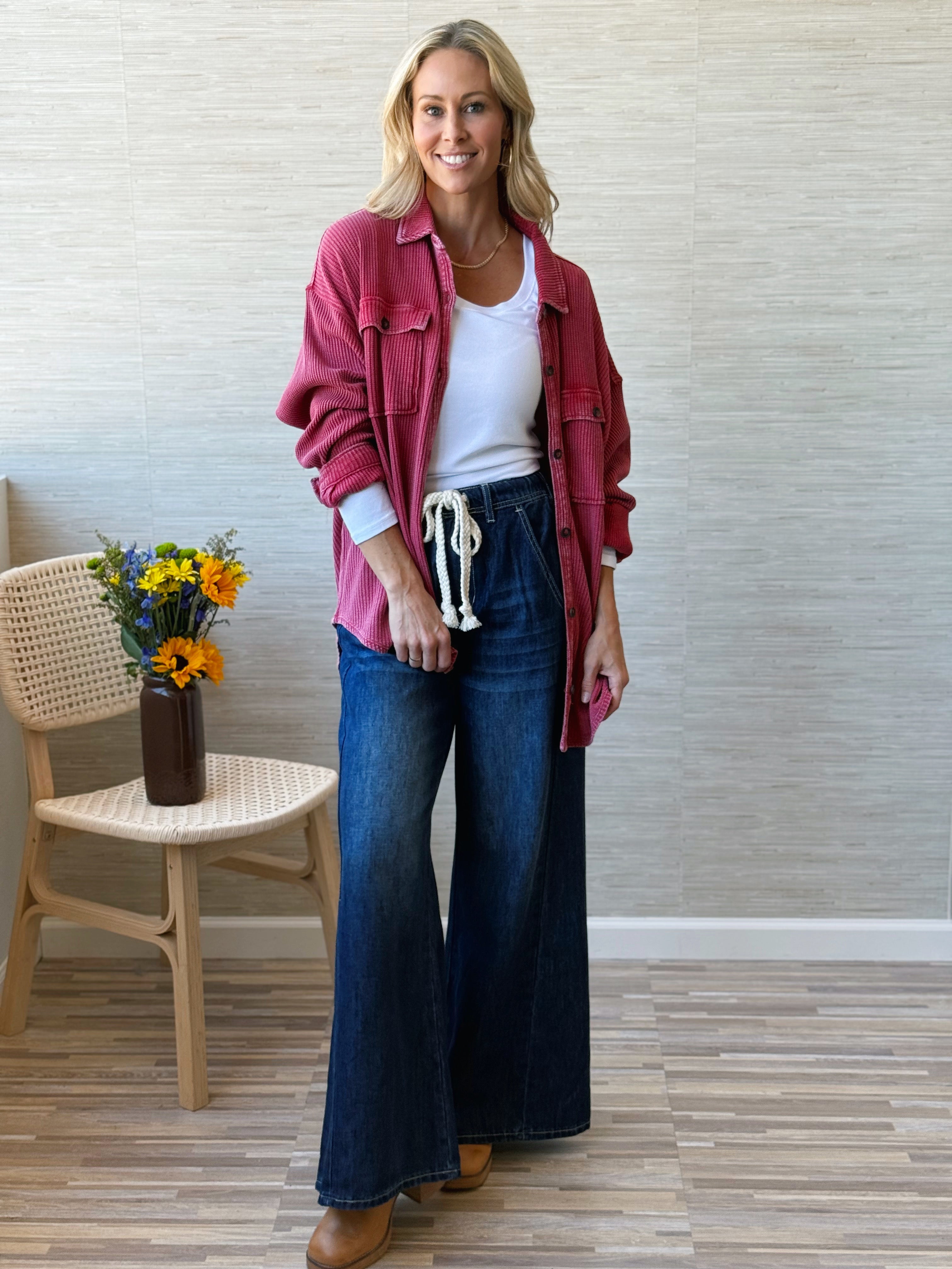 Becca Shacket - DARK RED - willows clothing JACKET