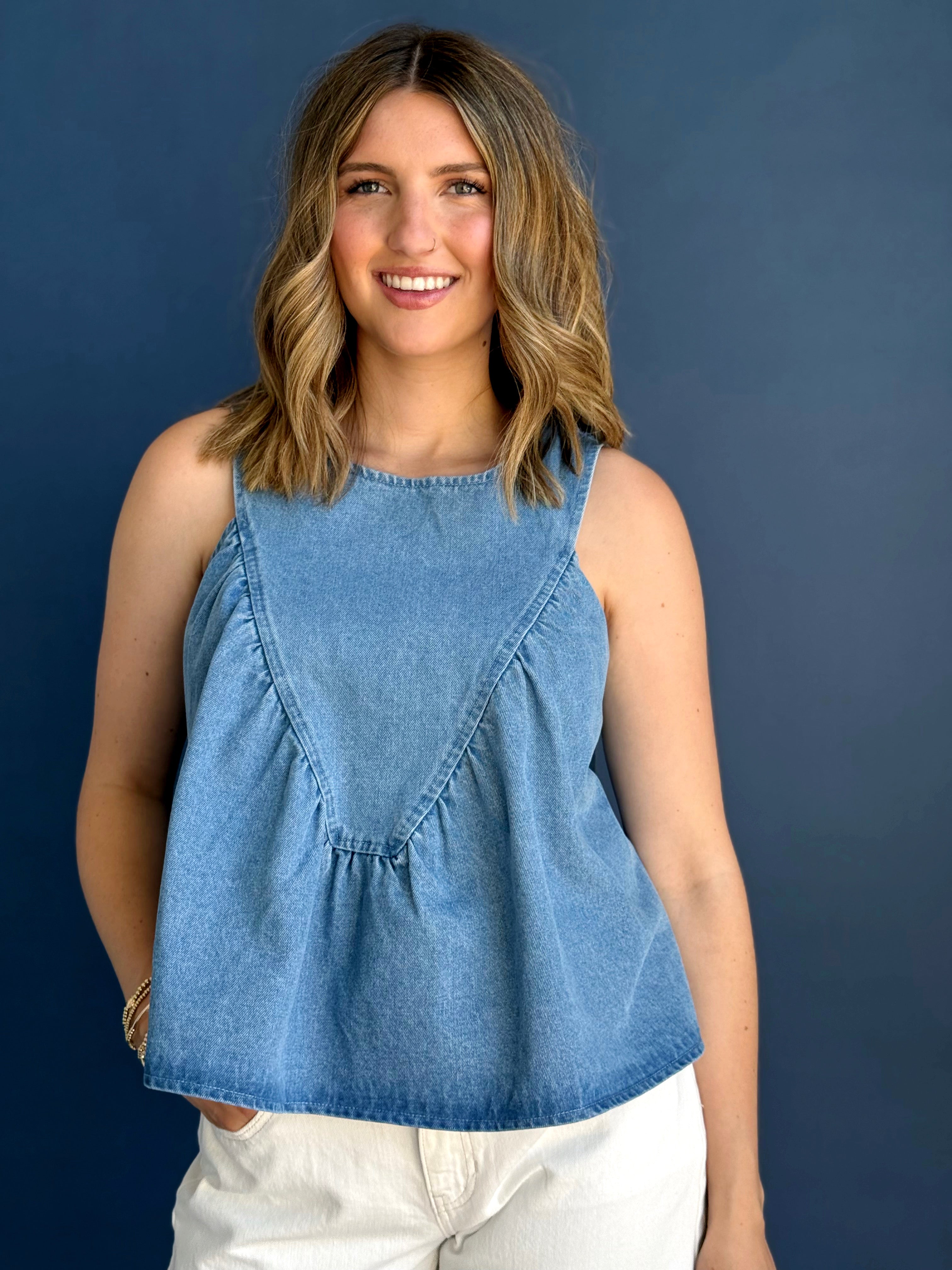 Betsy Blouse - DENIM - willows clothing BLOUSE