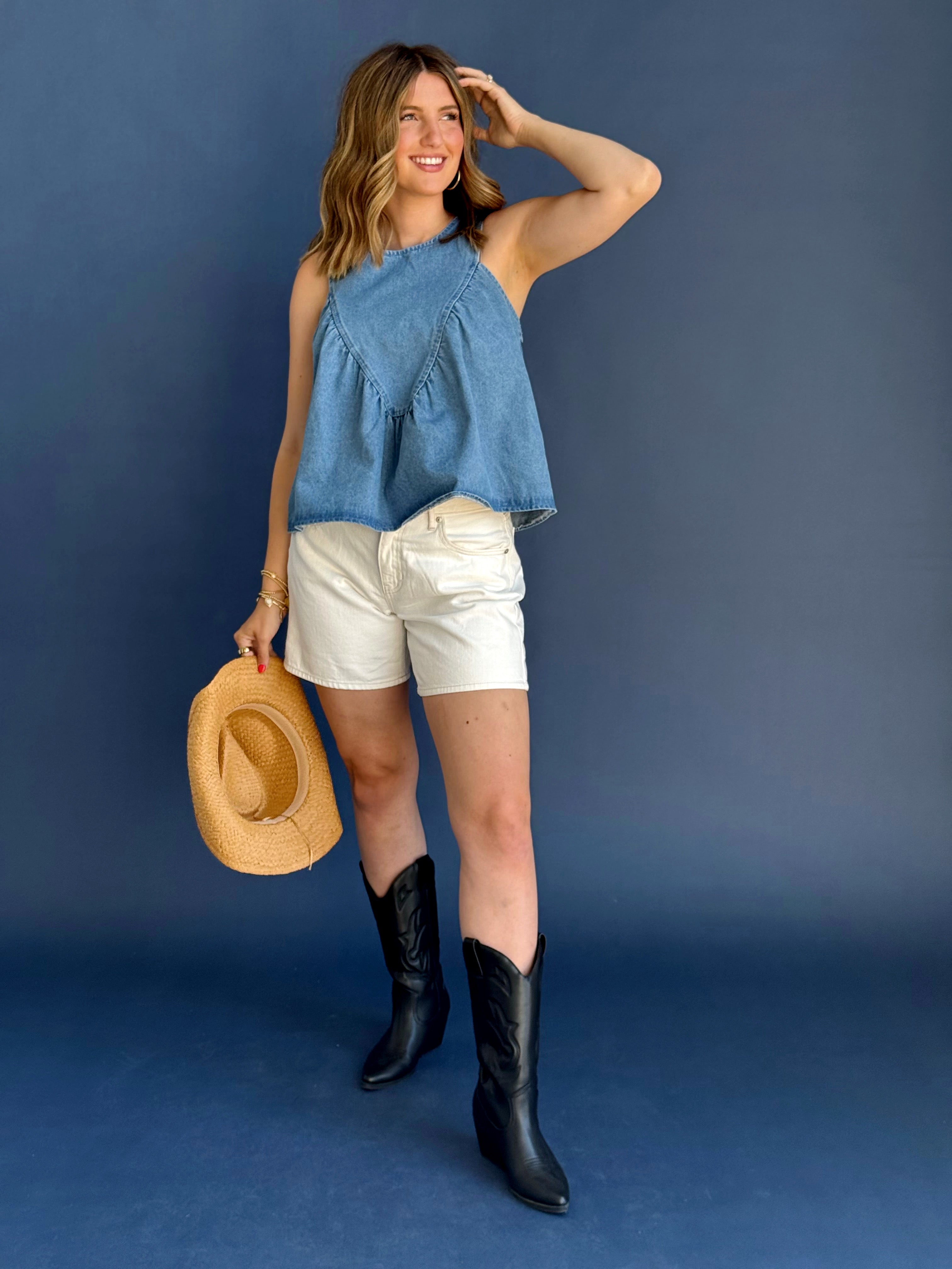 Betsy Blouse - DENIM - willows clothing BLOUSE