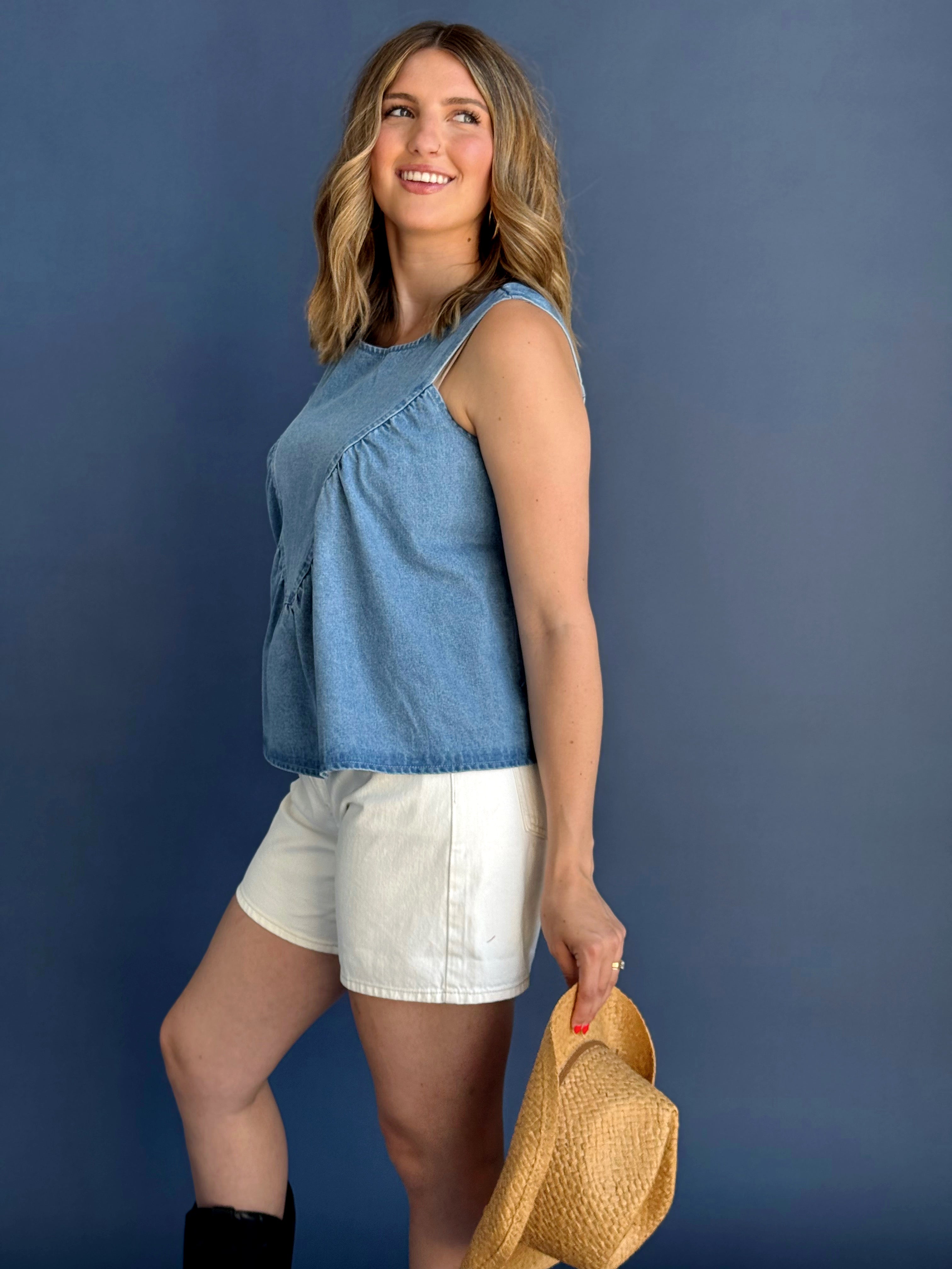 Betsy Blouse - DENIM - willows clothing BLOUSE