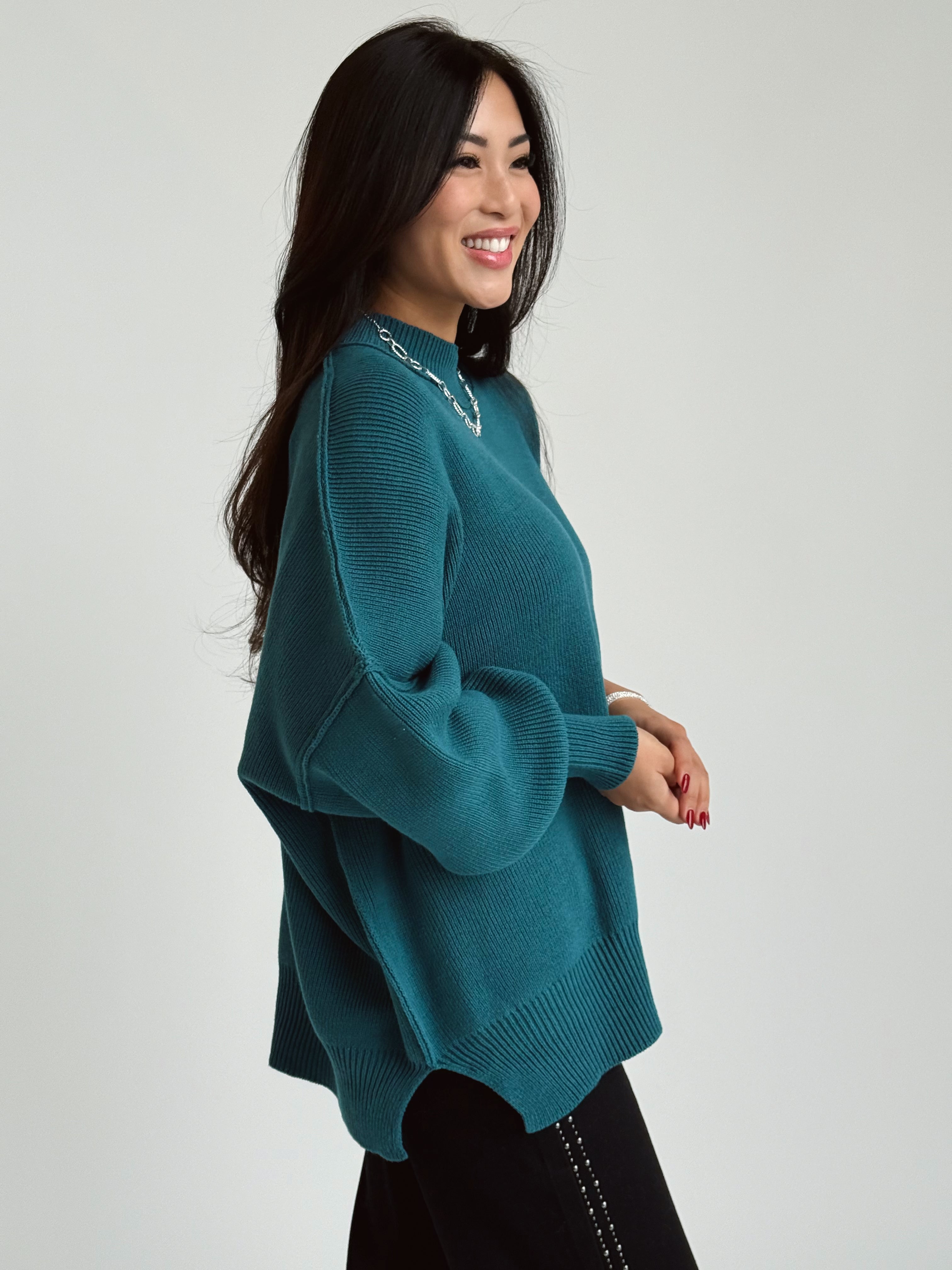 Blaire Sweater - TEAL - willows clothing SWEATER
