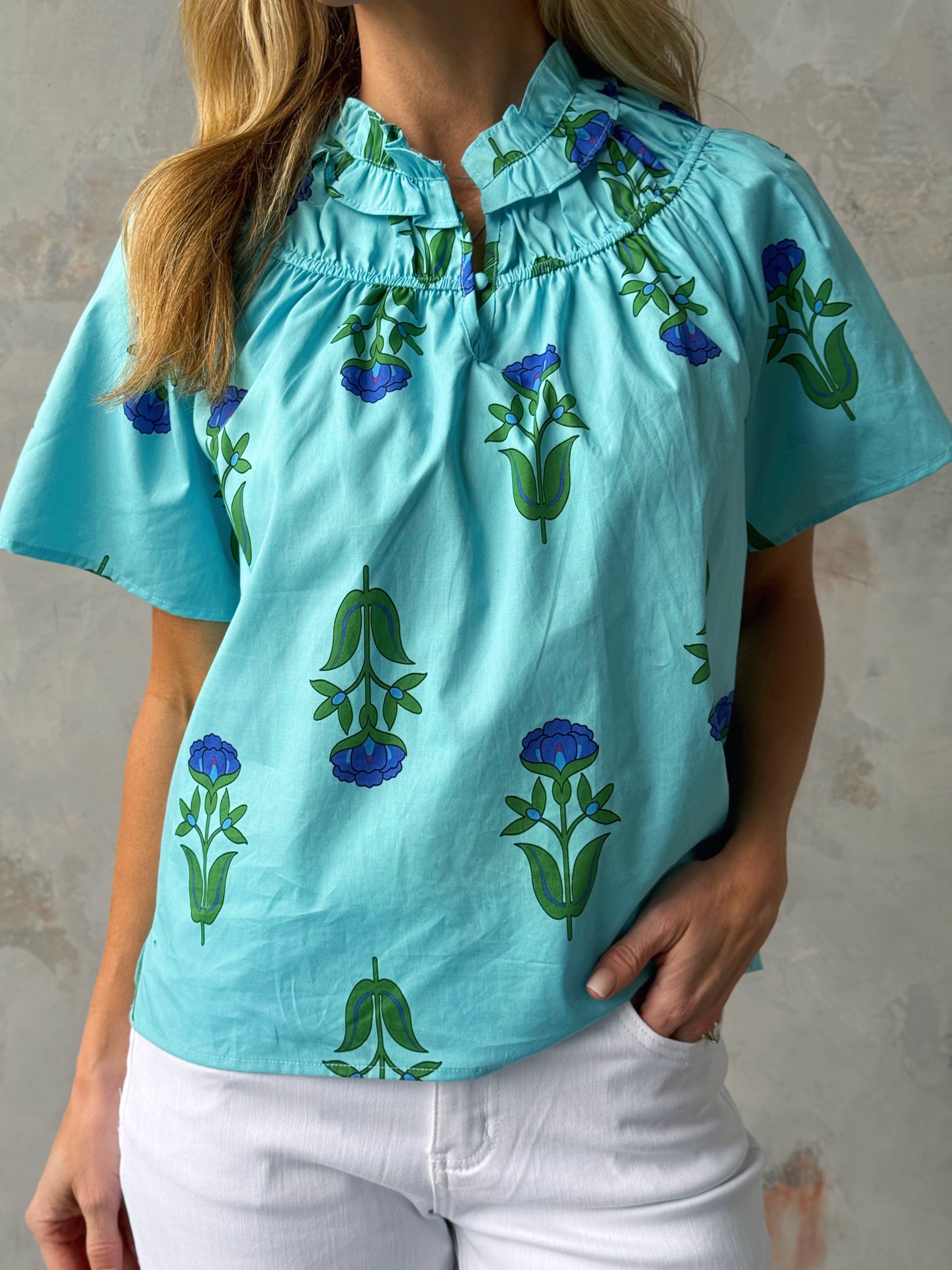 Bluebell Blouse - BLUE - willows clothing BLOUSE