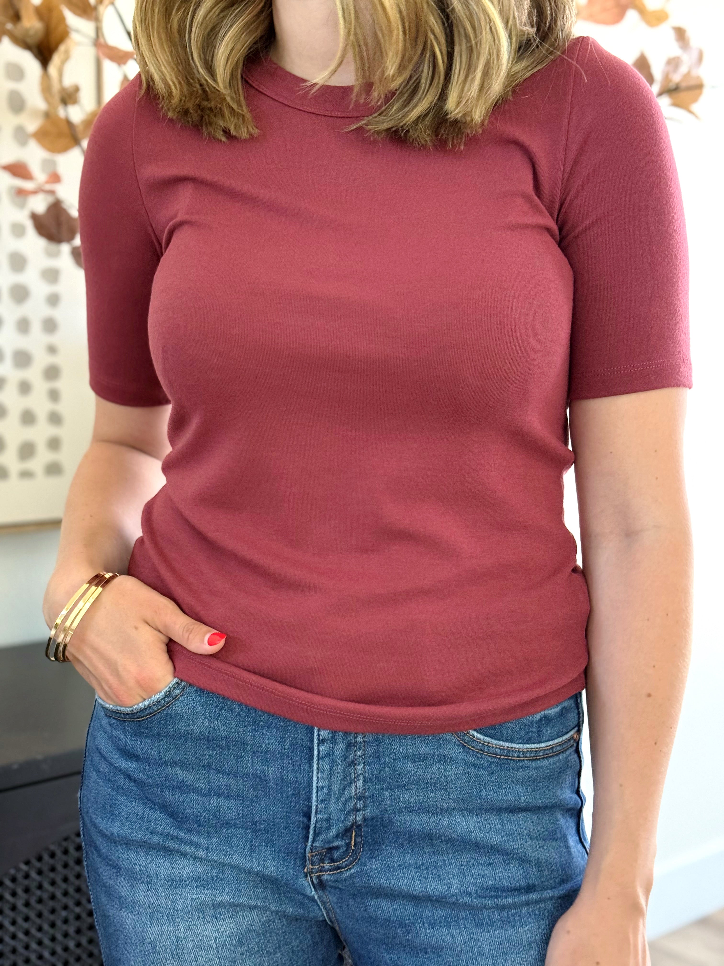 Bonnie Tee - BURGUNDY - willows clothing S/S SHIRT