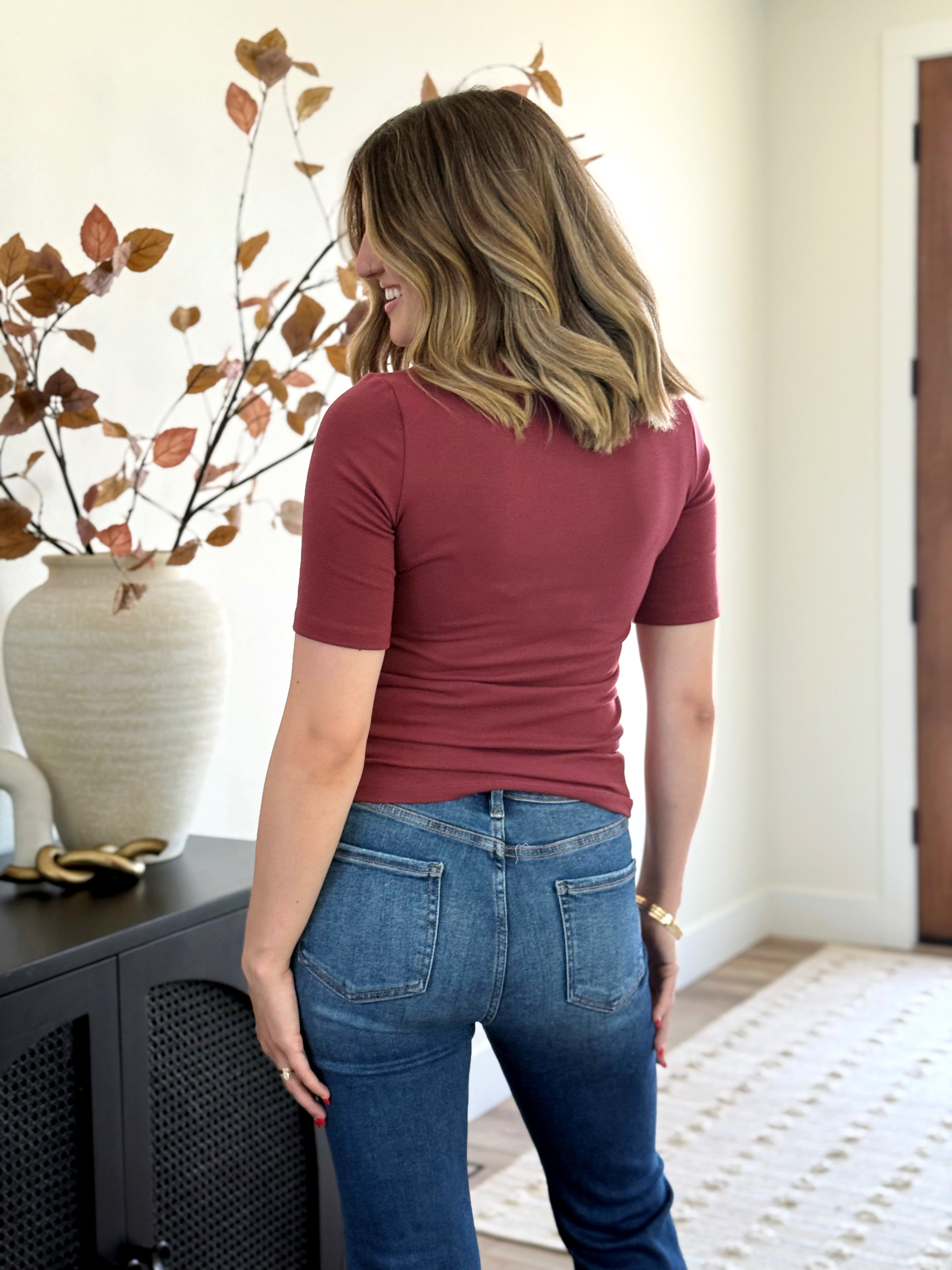 Bonnie Tee - BURGUNDY - willows clothing S/S SHIRT