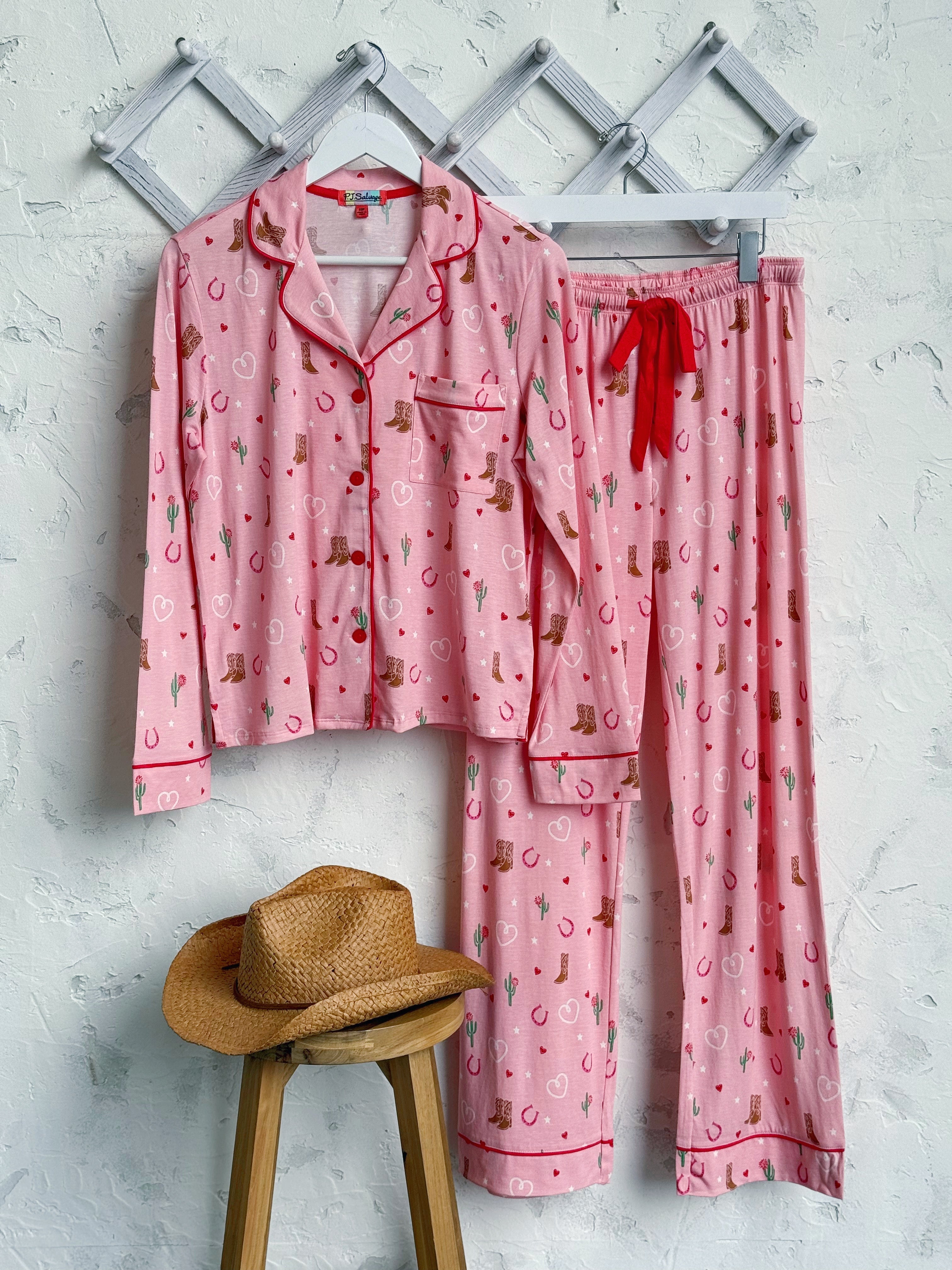 Boot Scootin' PJ Set - PETAL PINK - willows clothing Pajamas