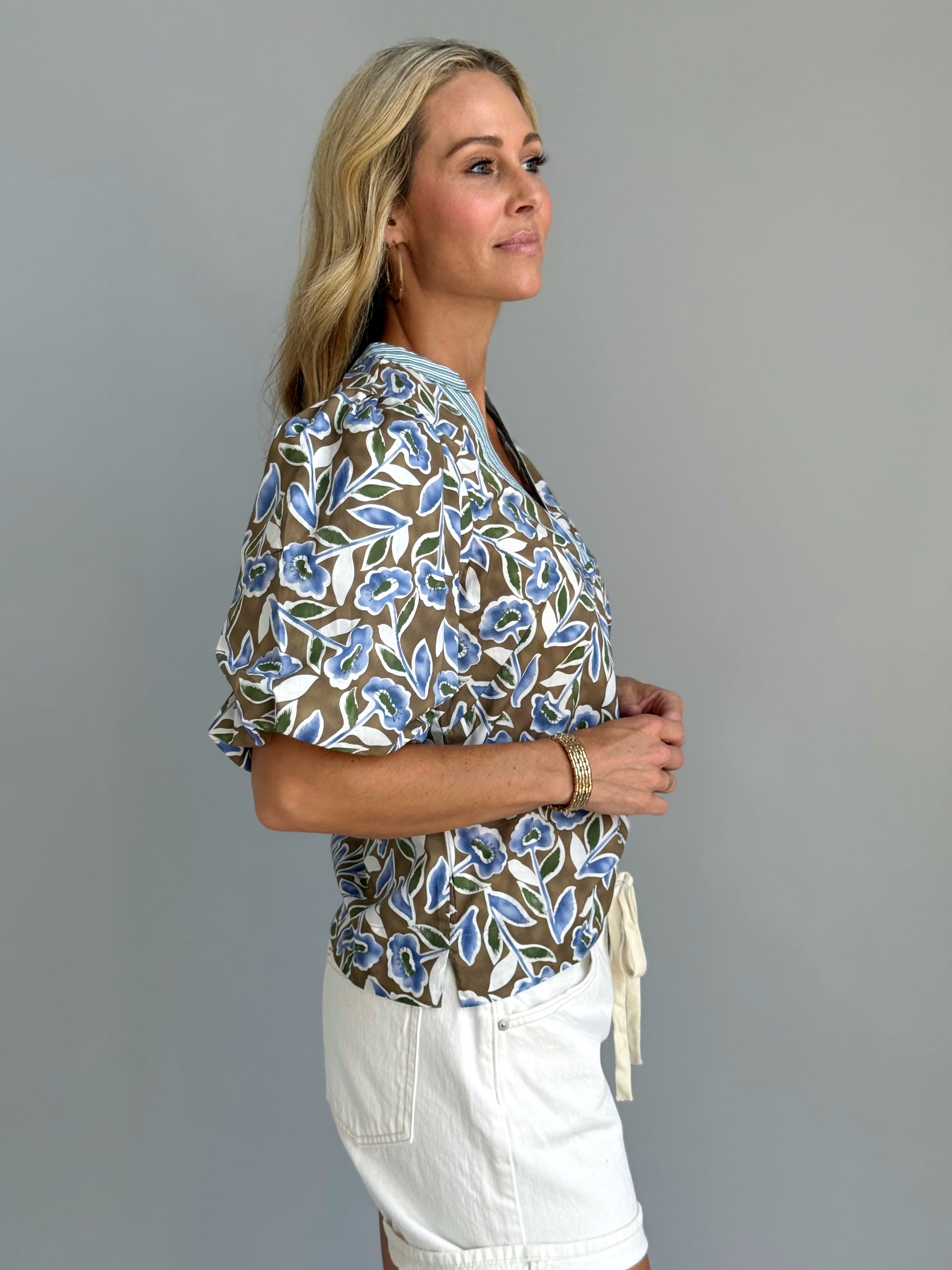 Botanical Blouse - OLIVE - willows clothing BLOUSE