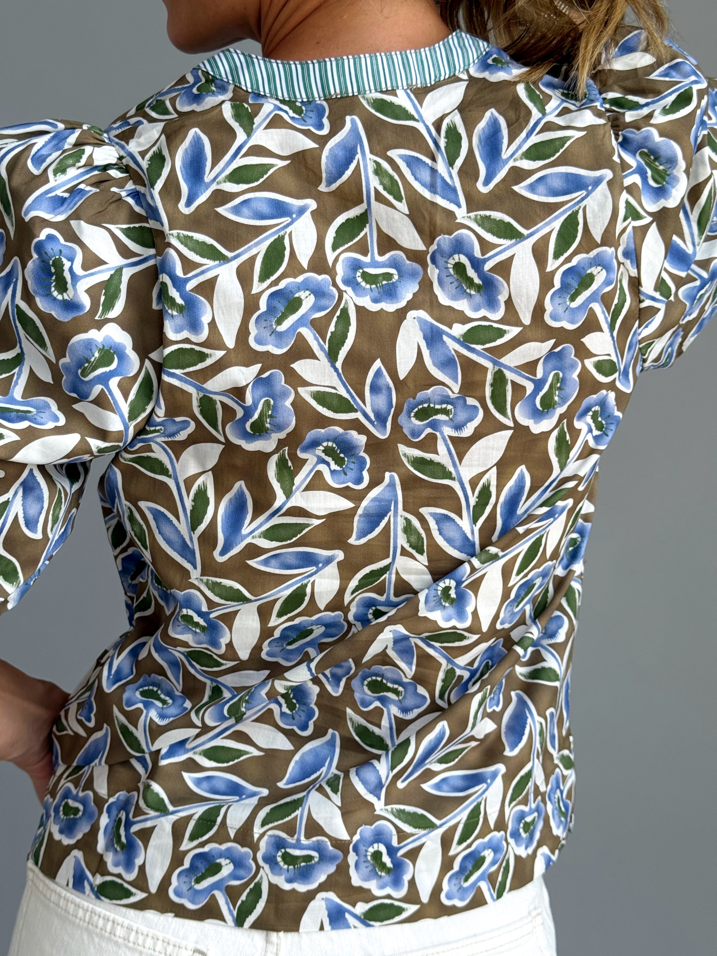 Botanical Blouse - OLIVE - willows clothing BLOUSE