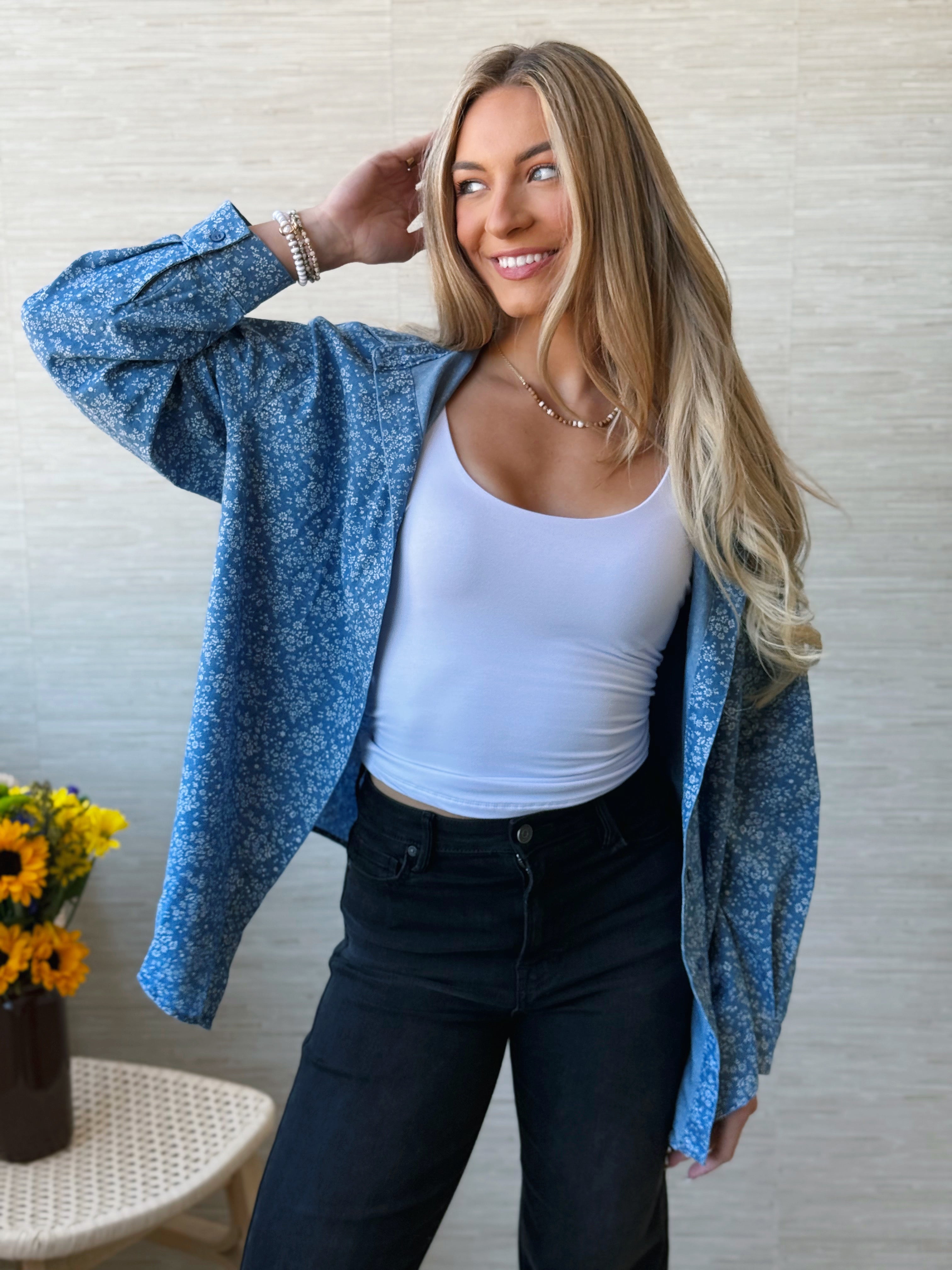 Botanical Garden Shirt - BLUE - willows clothing BLOUSE