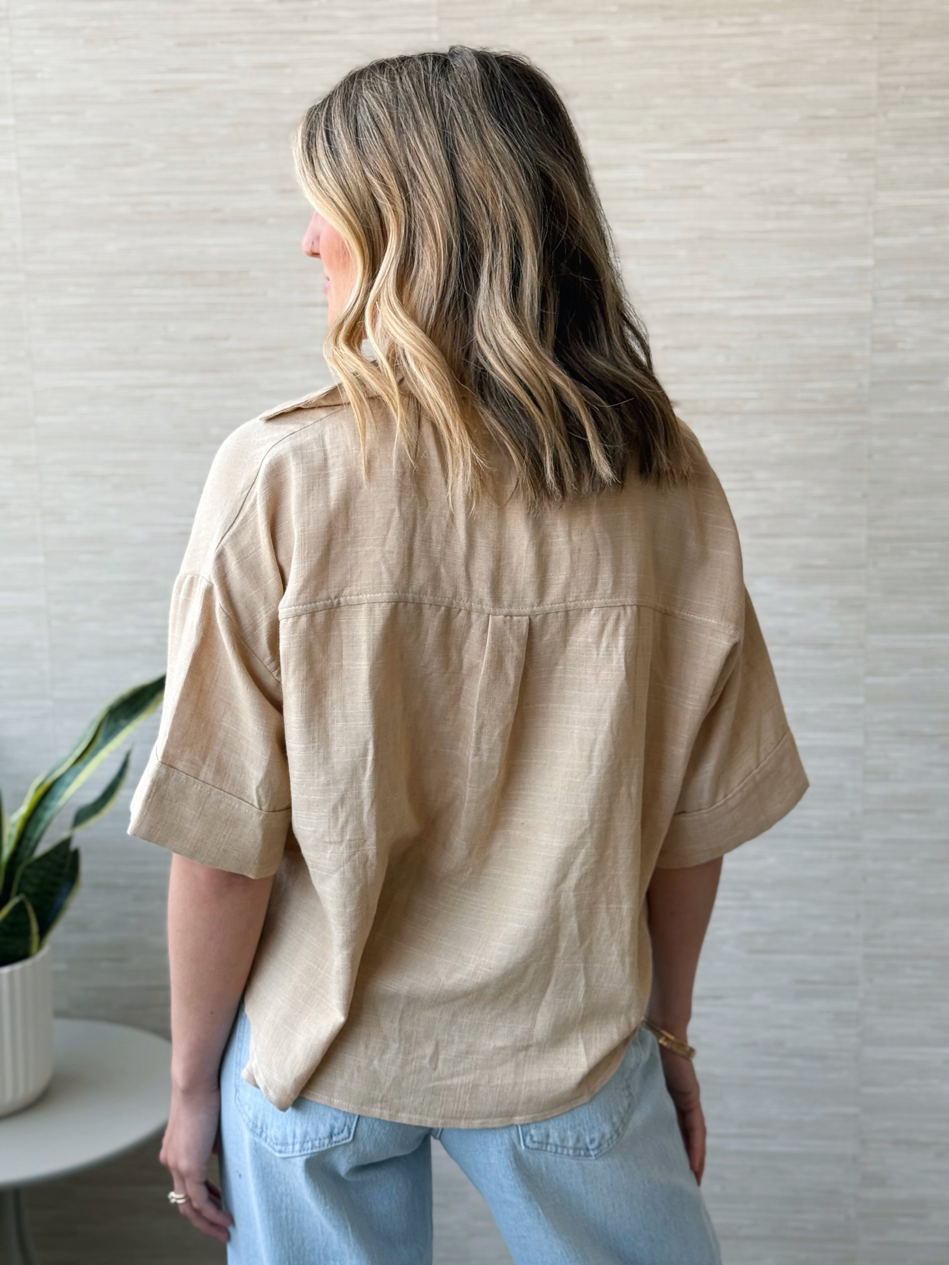 Bowen Shirt- BEIGE - willows clothing S/S SHIRT