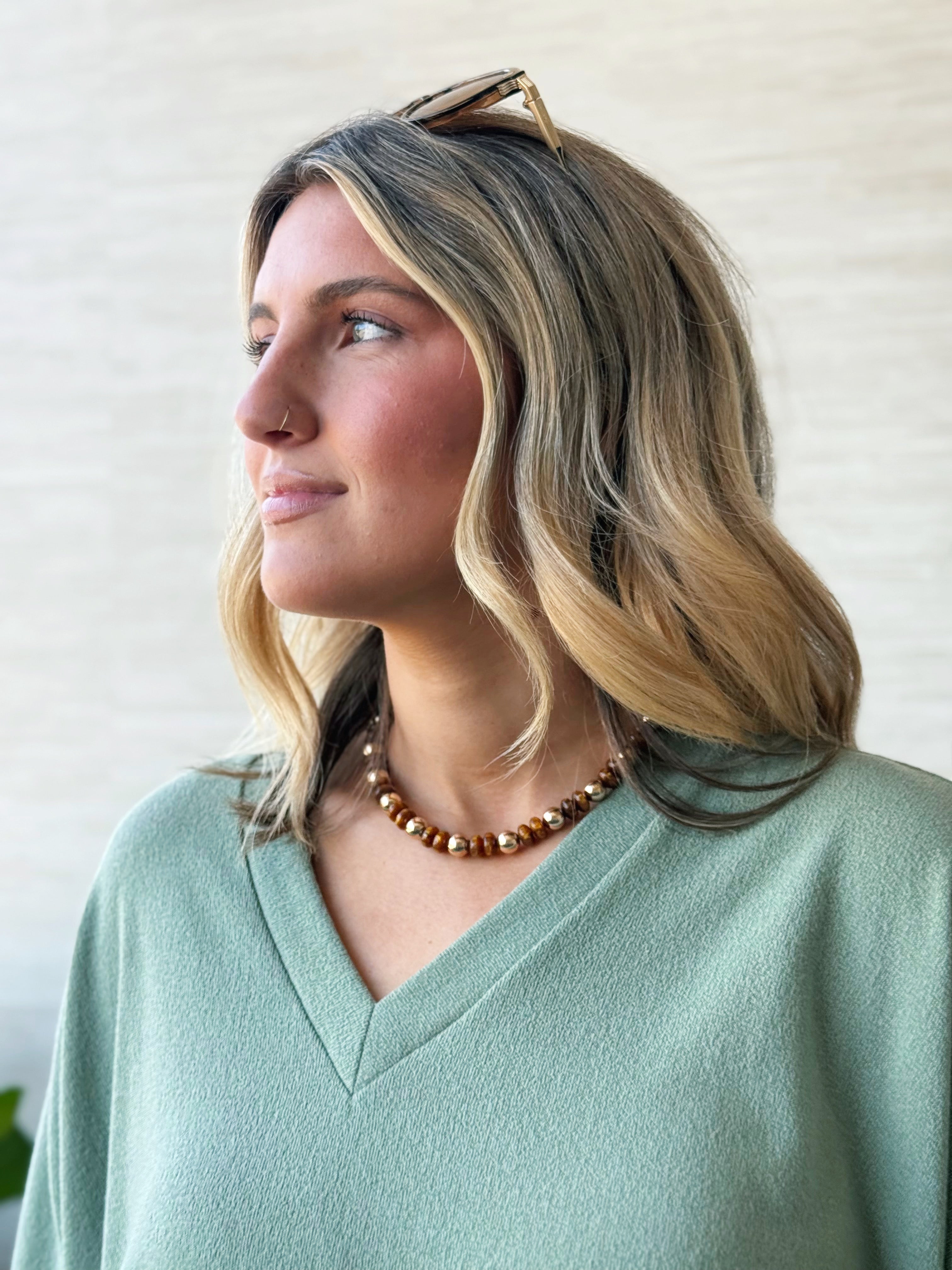 Brown Beaded Necklace - willows clothing NECKLACE